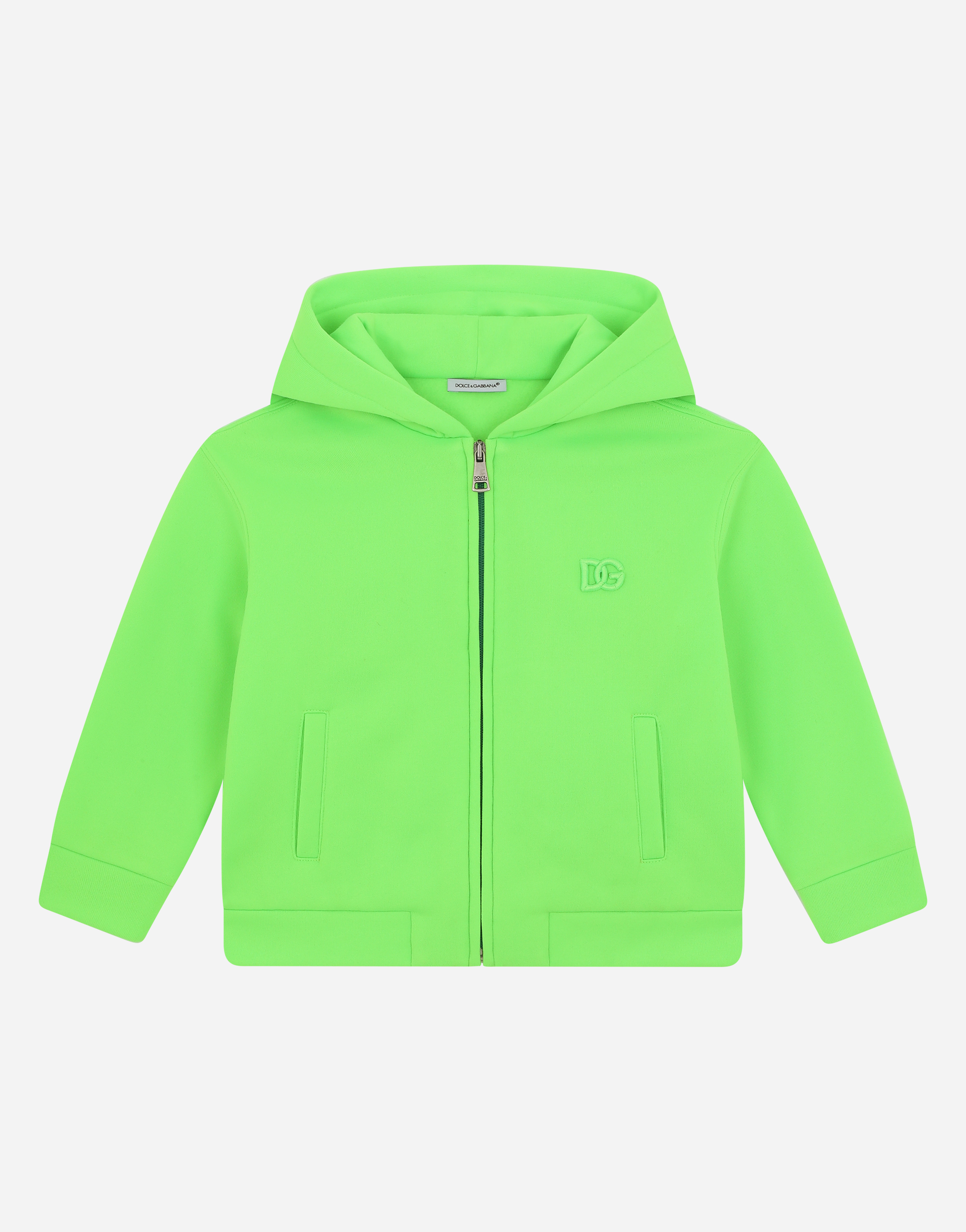 Jersey hoodie with DG logo embroidery in Green