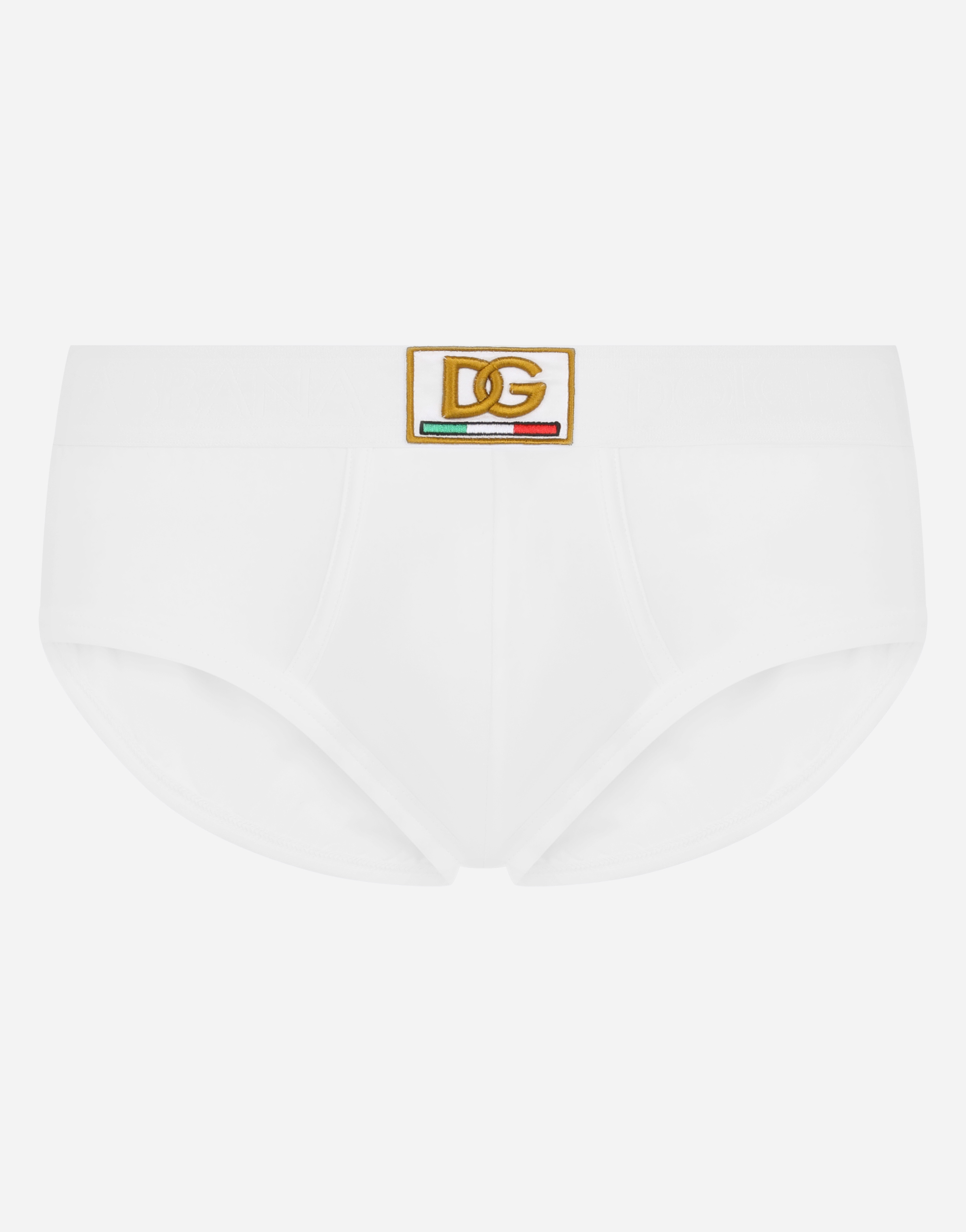 Two-way-stretch jersey Brando briefs with DG patch in White