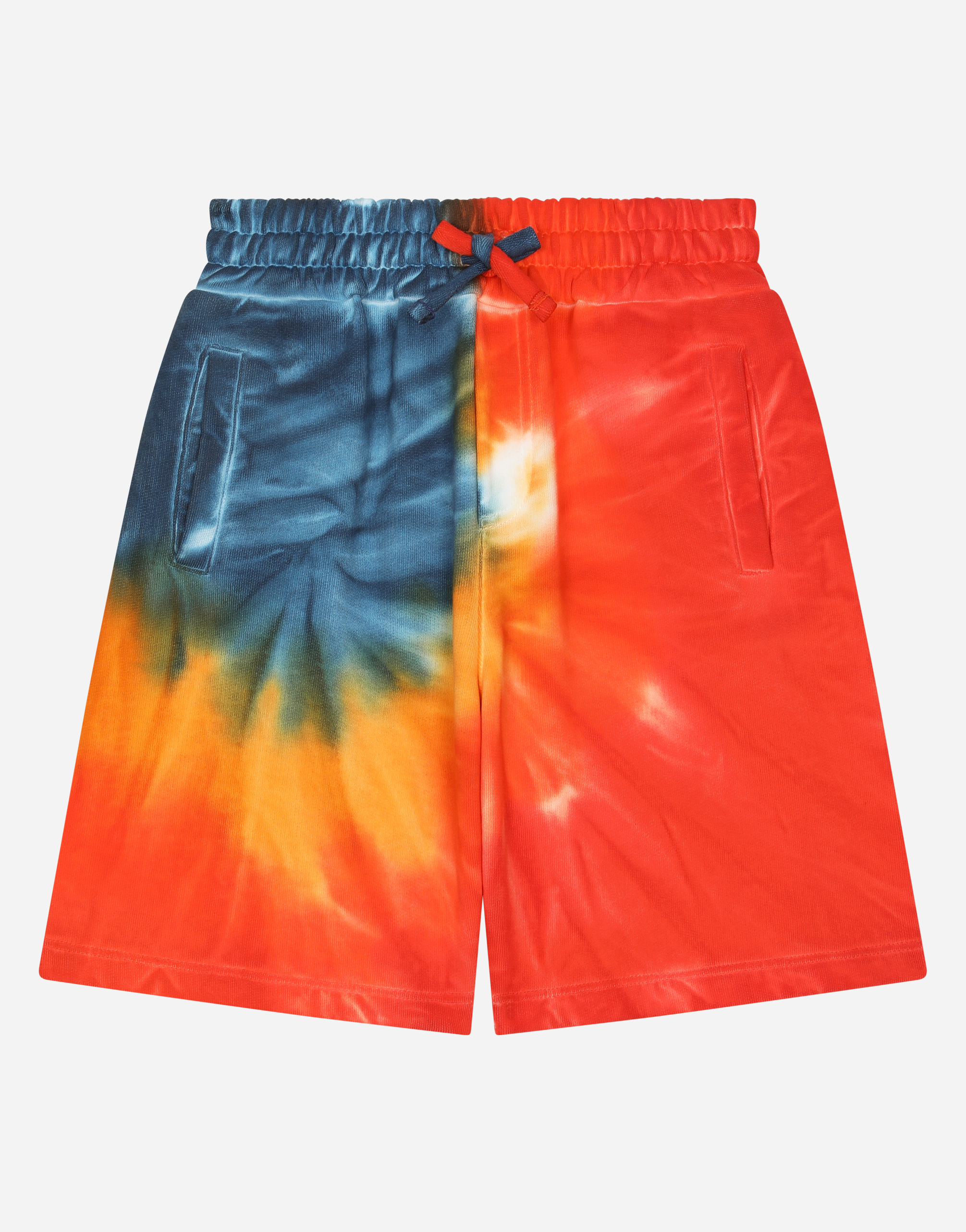 Jersey jogging shorts with tie-dye print in Multicolor