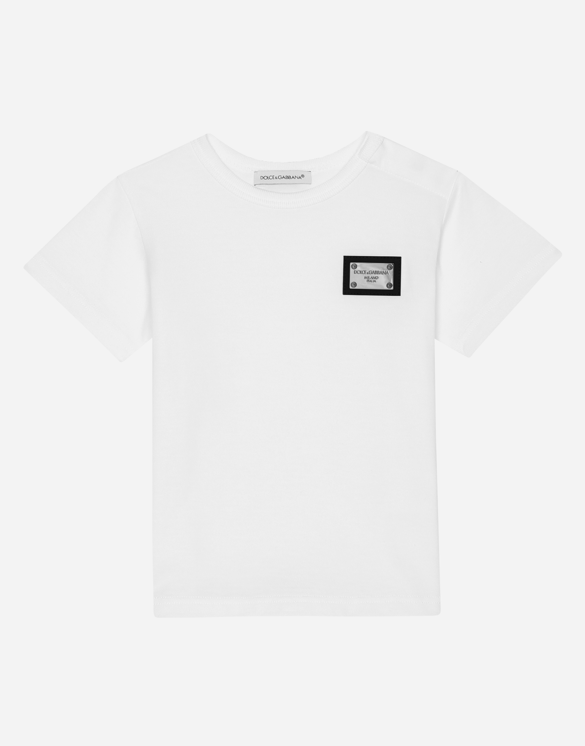 Jersey T-shirt with logo tag in White