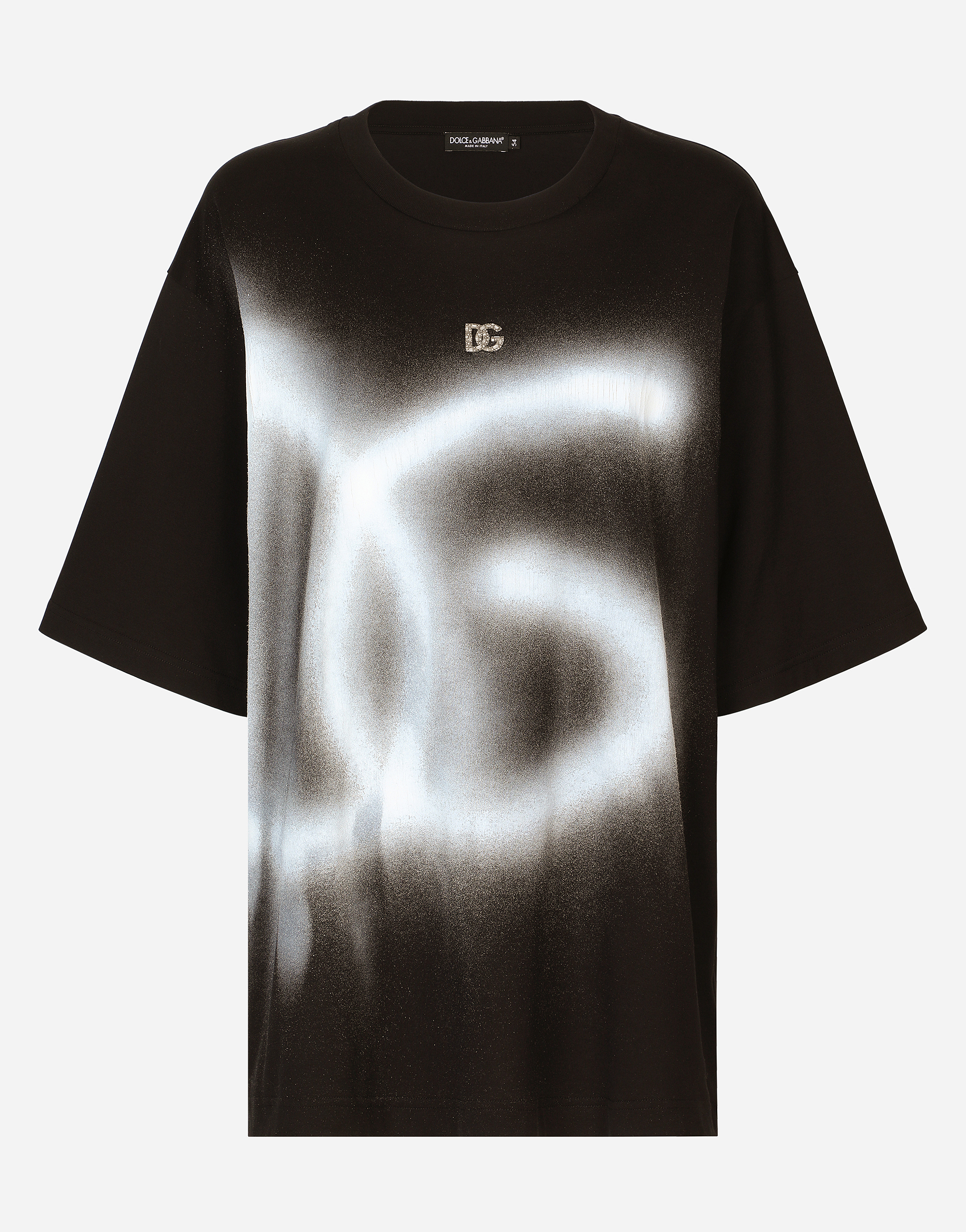 Oversize jersey T-shirt with DG logo print in Black