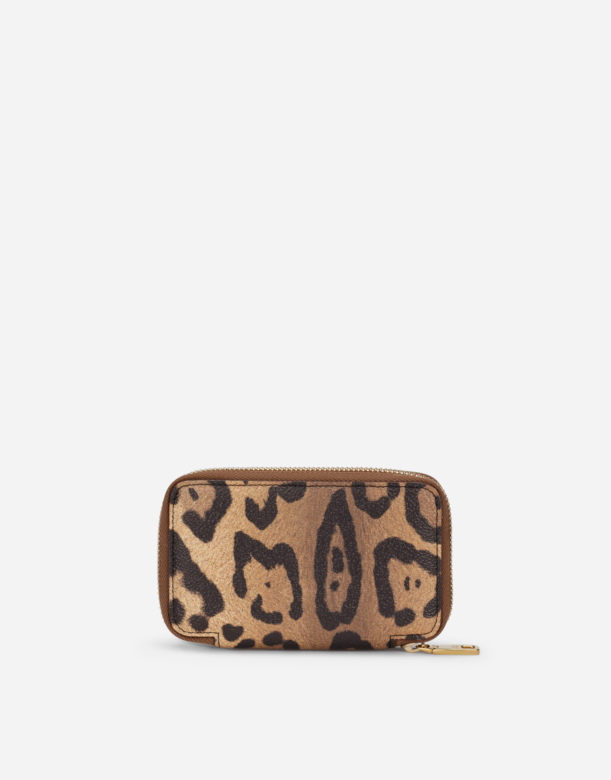 Leopard-print Crespo key chain with zipper and branded plate in Multicolor  for Women | Dolce&Gabbana®