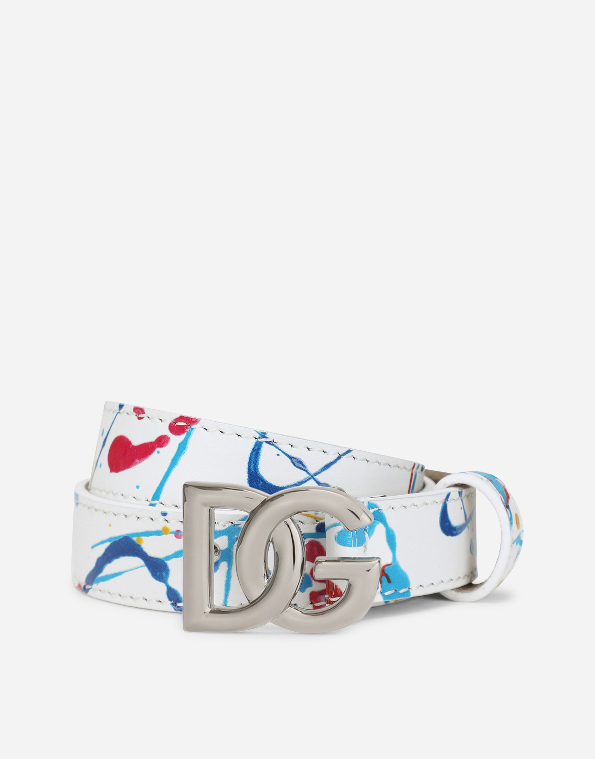 Belt with color splash print and DG buckle in Multicolor