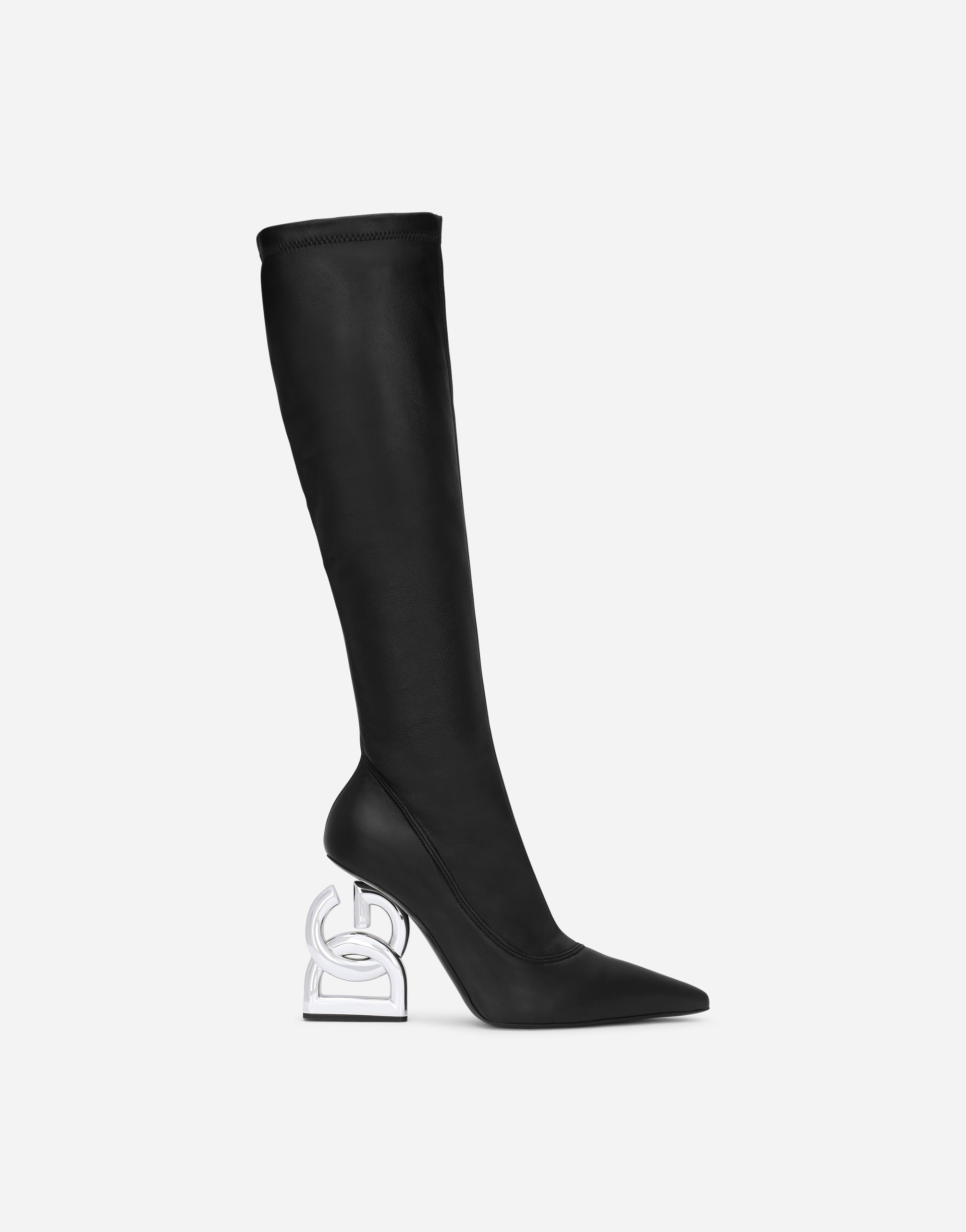Nappa-effect fabric boots with 3.5 heel in Black