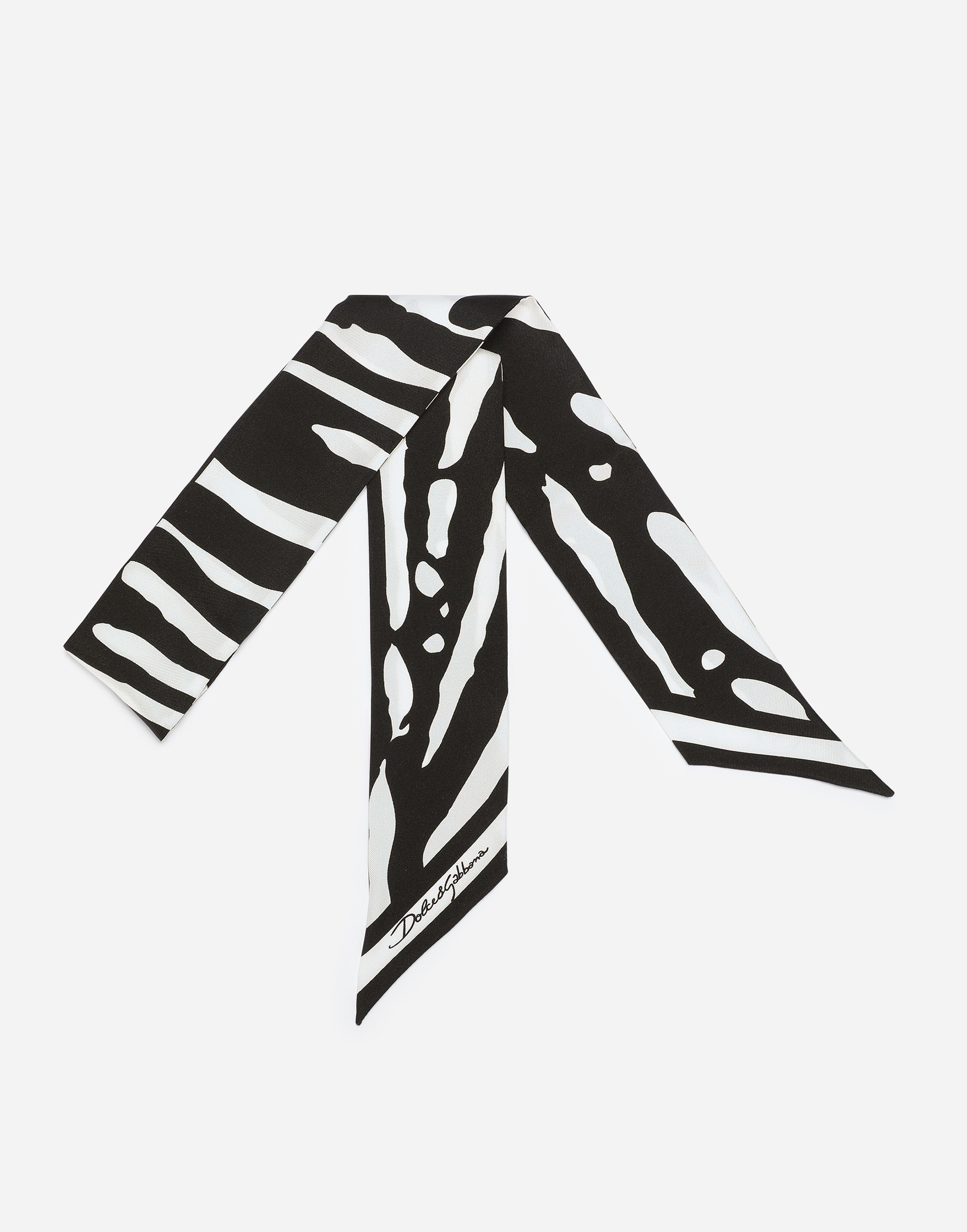 Zebra-print twill headscarf in Multicolor