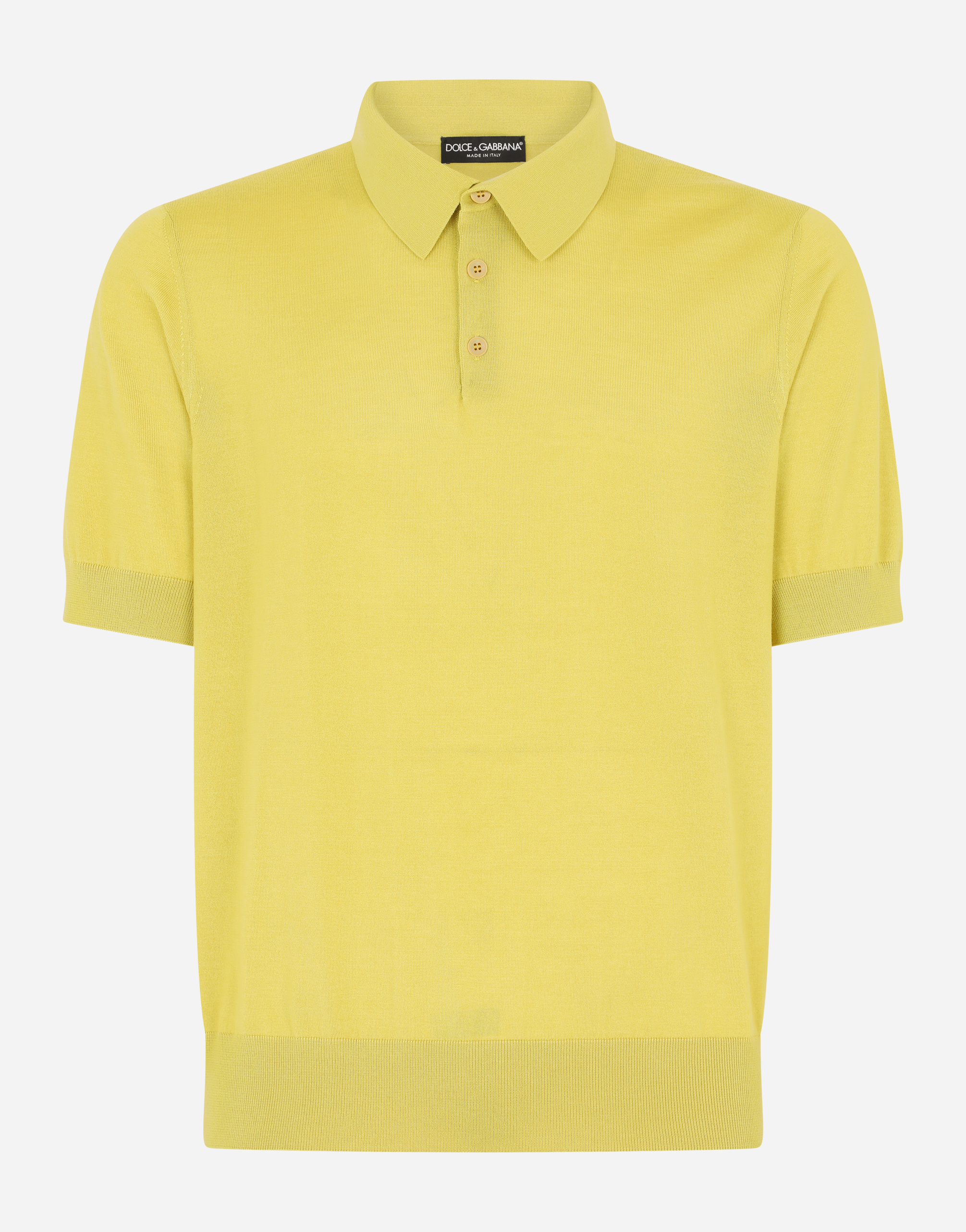Short-sleeved cashmere and silk polo-shirt in Multicolor