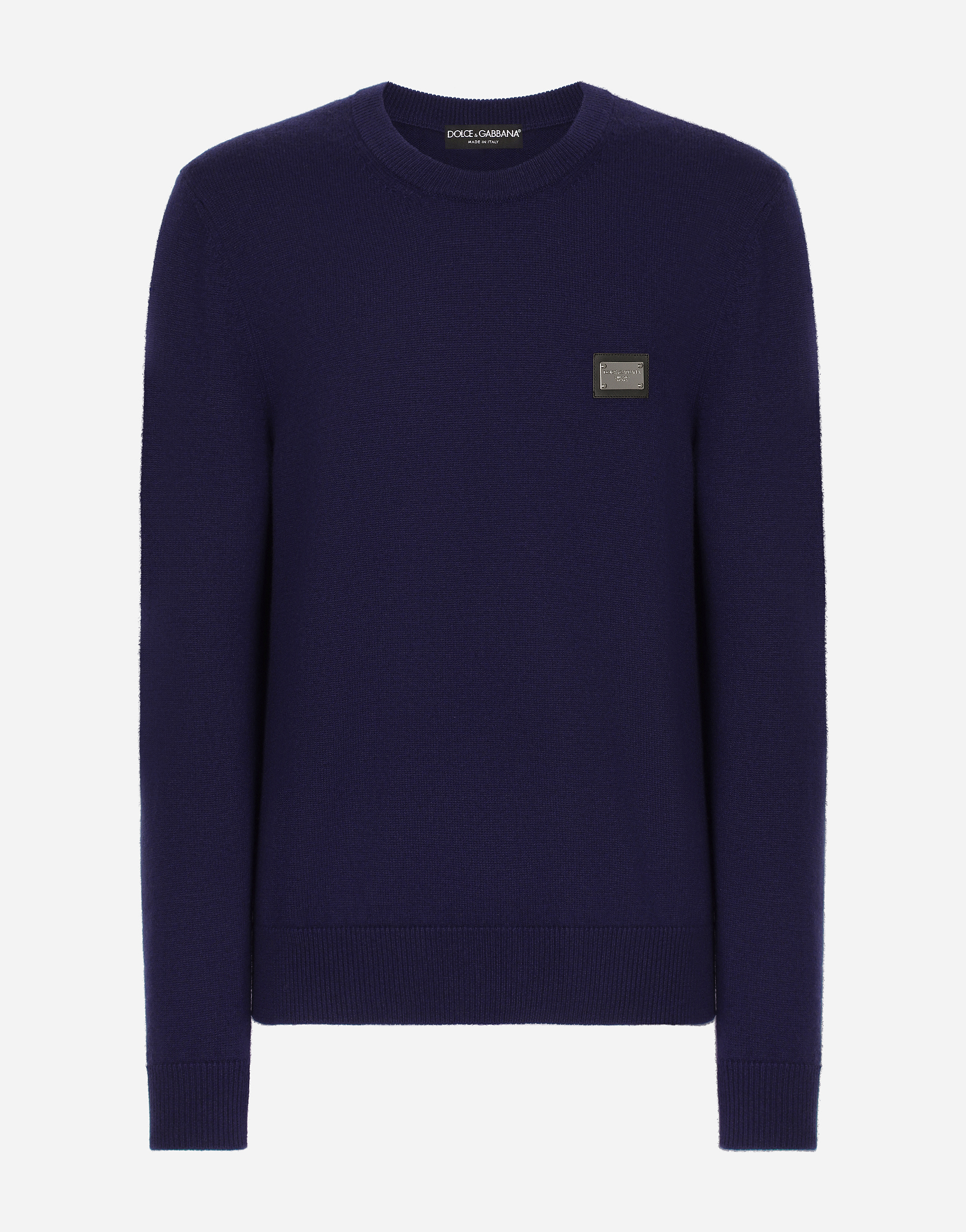 Wool and cashmere round-neck sweater in Blue