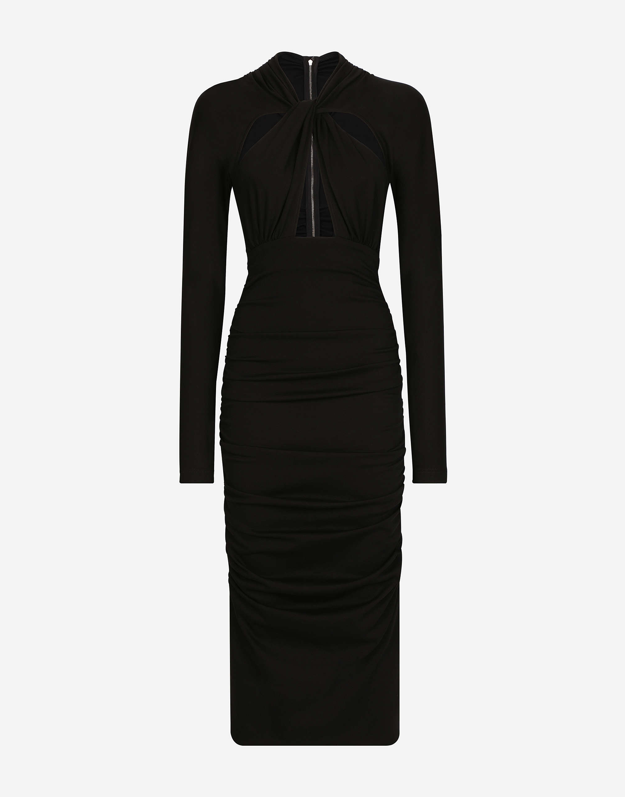 Full Milano calf-length dress with cut-out in Black