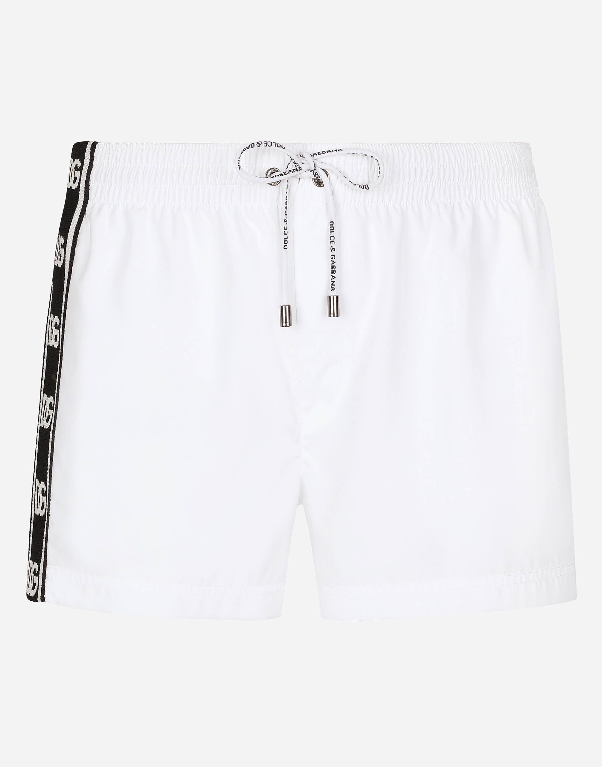 Short swim trunks with DG logo band in White