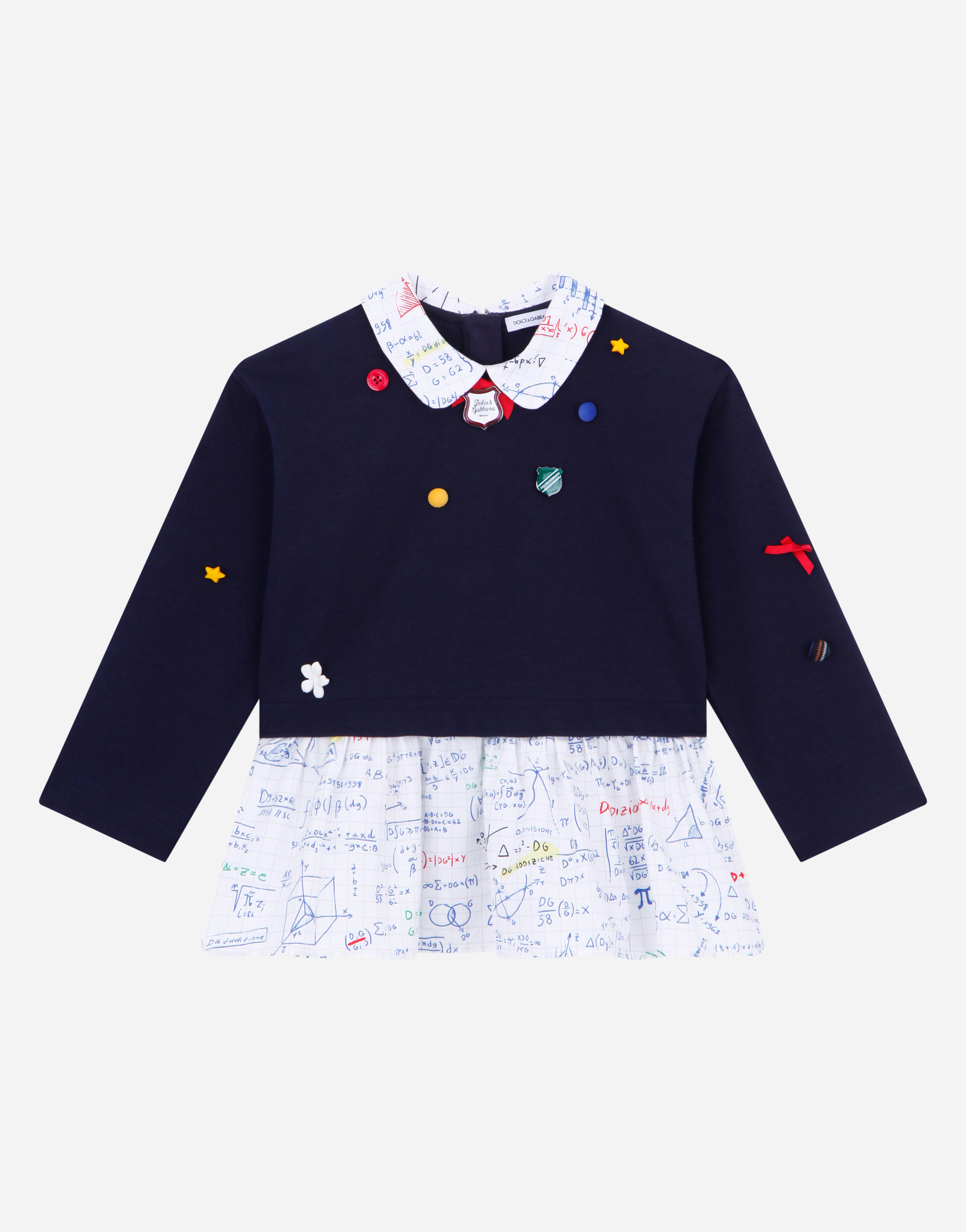Jersey and poplin sweatshirt with algebra print in Multicolor