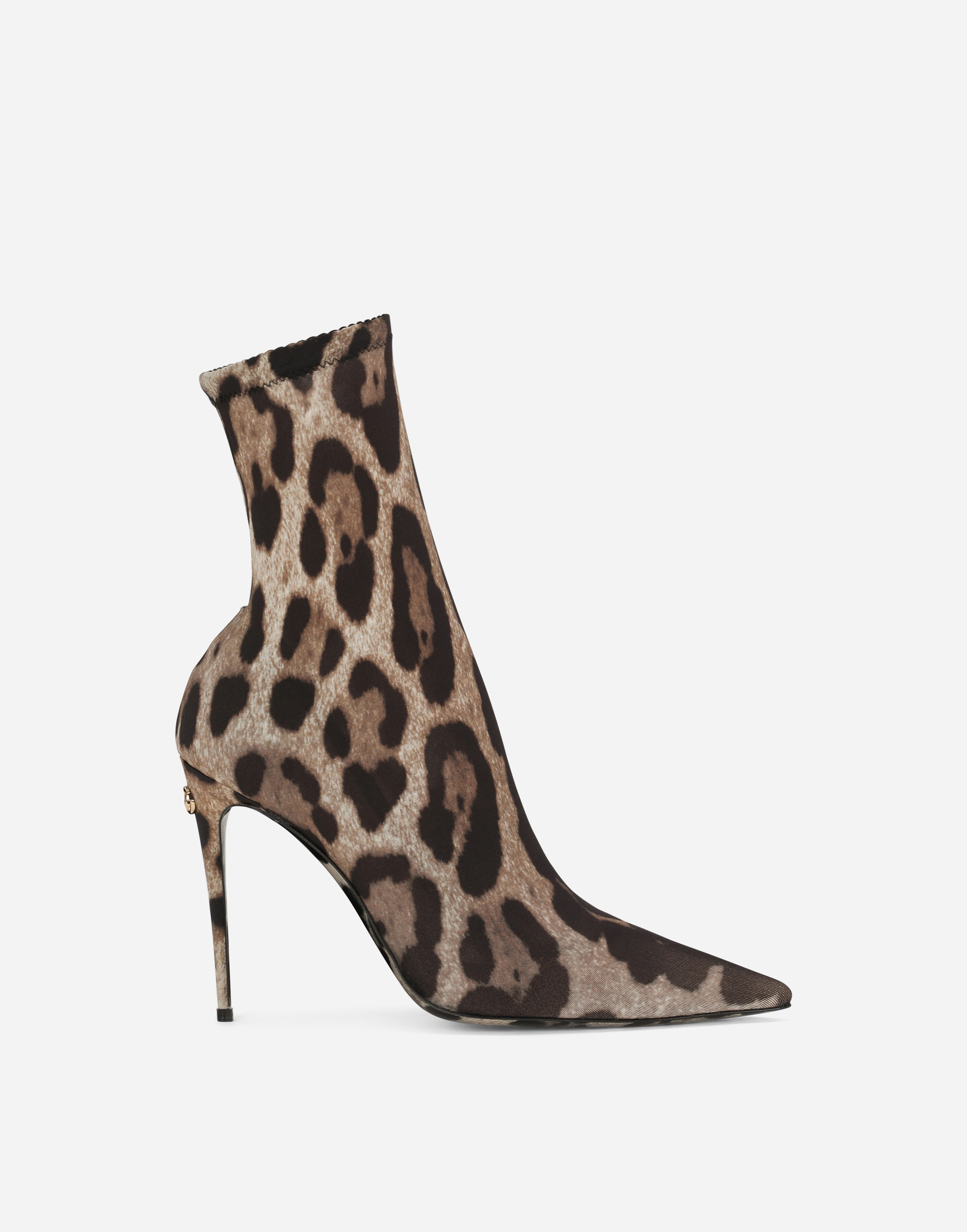 KIM DOLCE&GABBANA Leopard-print stretch fabric ankle boots in Animal Print