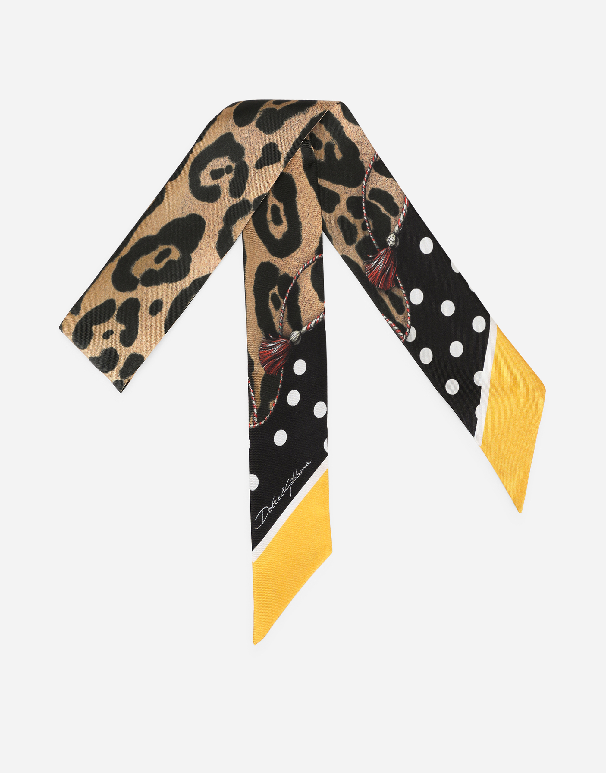 Leopard-print twill headscarf in Multicolor