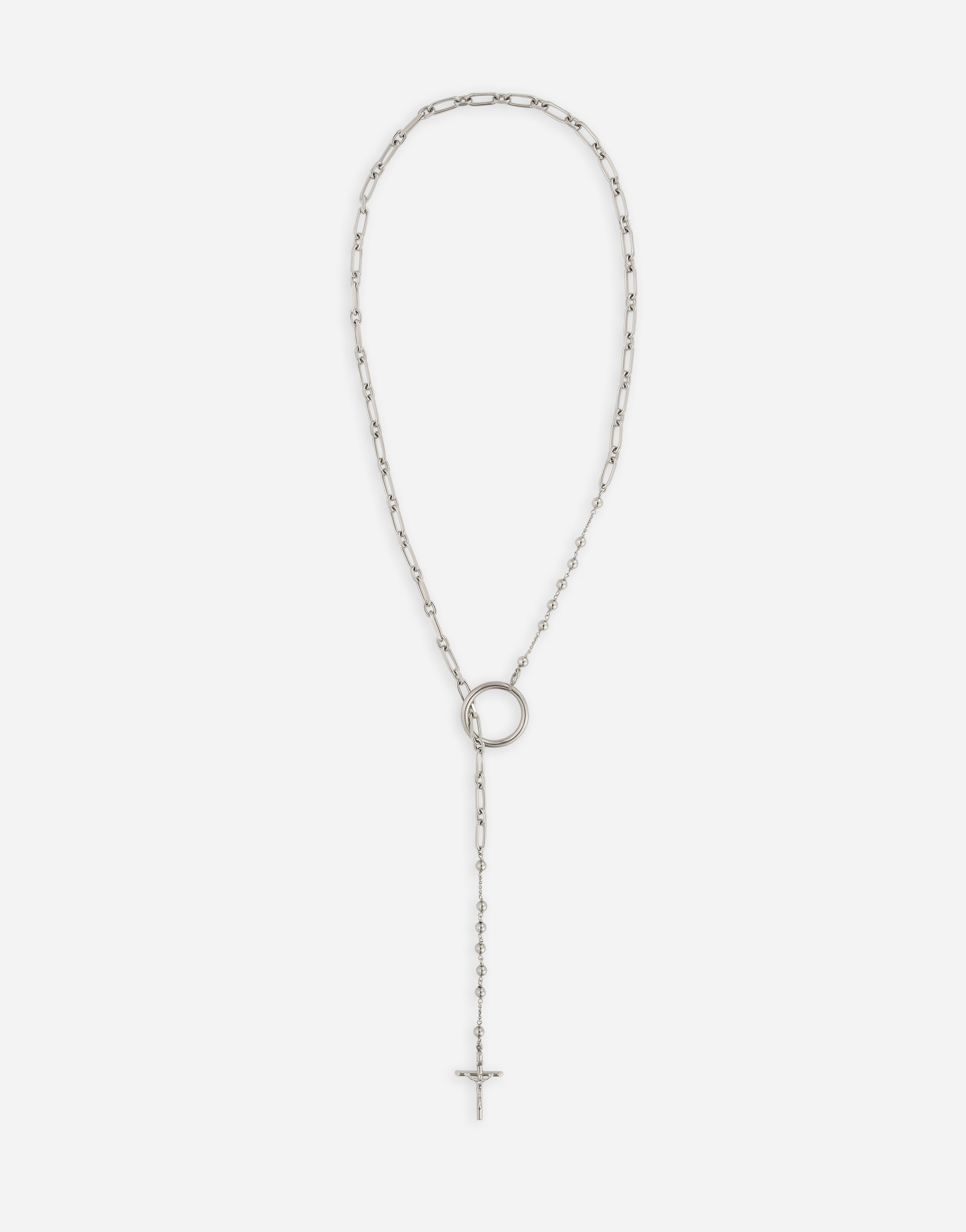 Rosary necklace with chain detailing in Silver