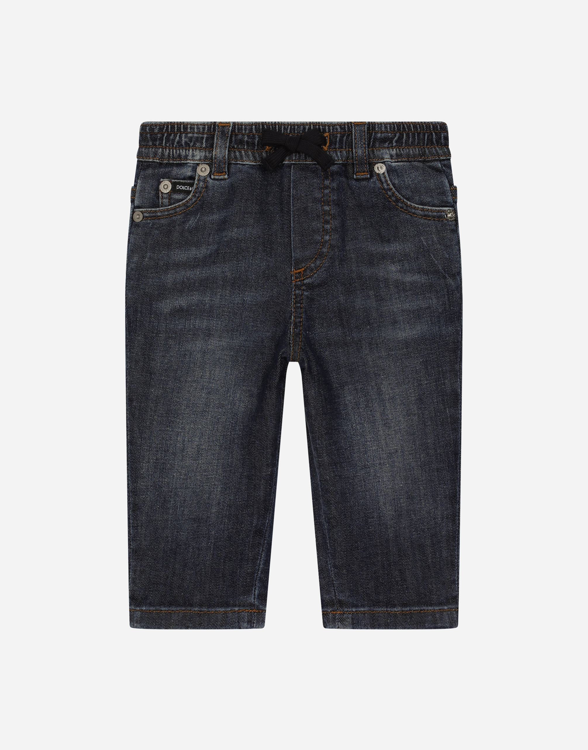 Regular-fit blue wash jeans with drawstring in Multicolor