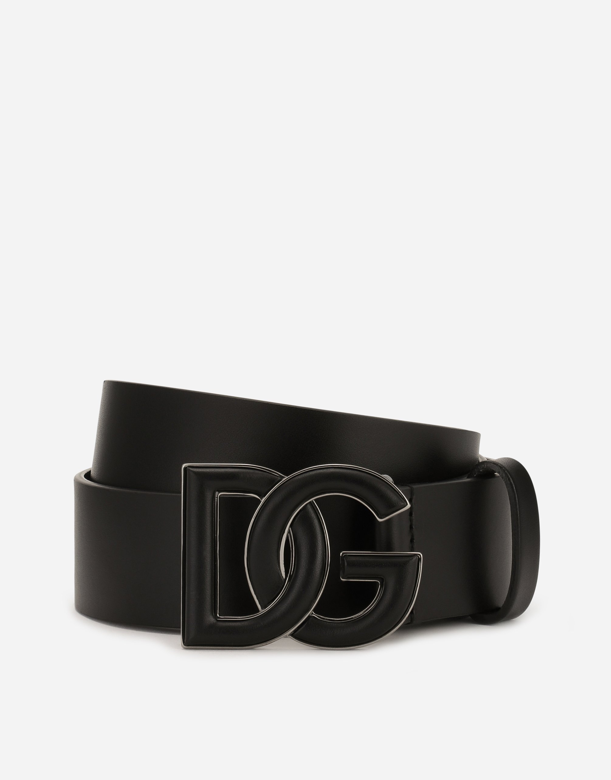 Lux leather belt with DG logo in Black