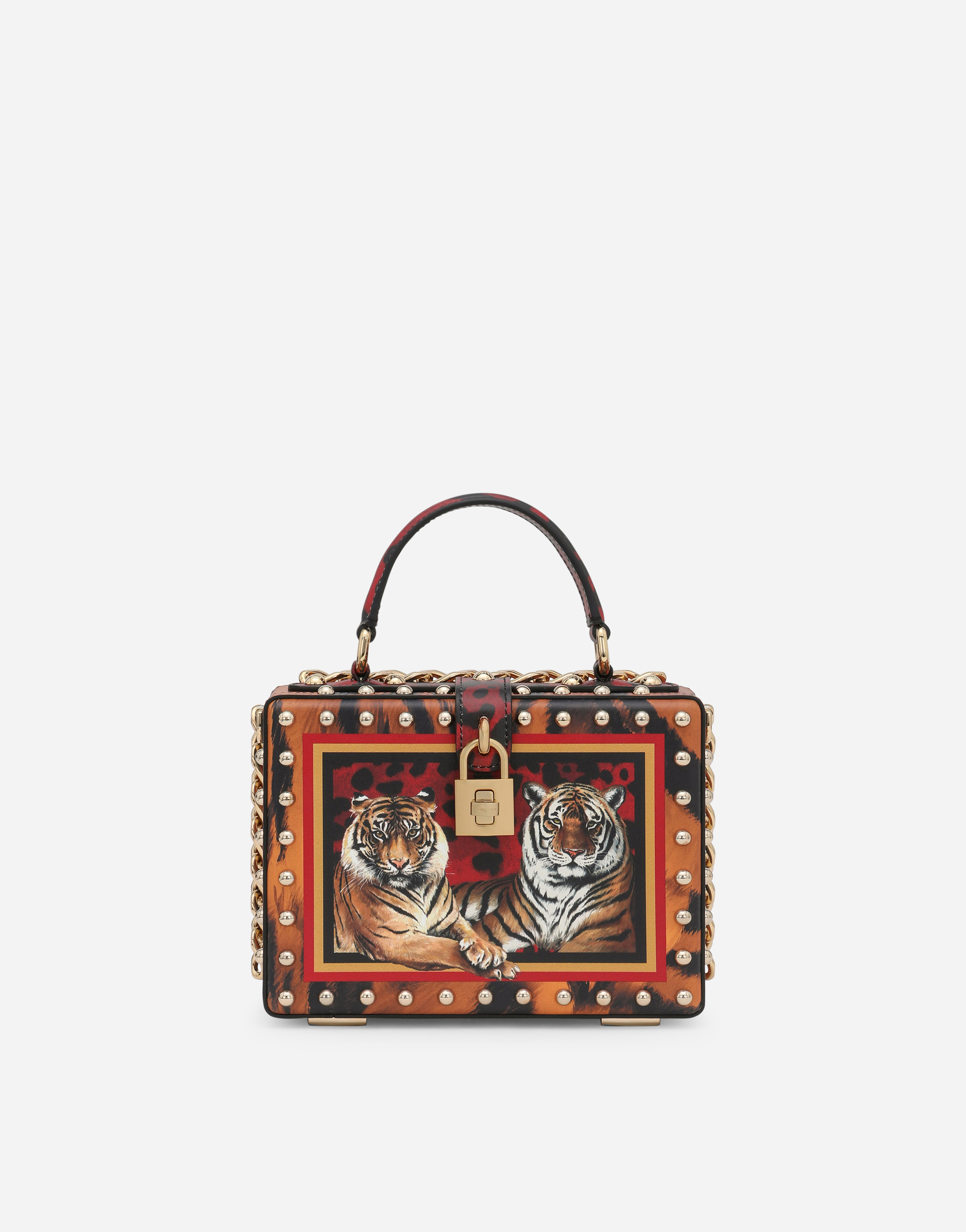 Tiger-print Dolce Box bag in Multicolor