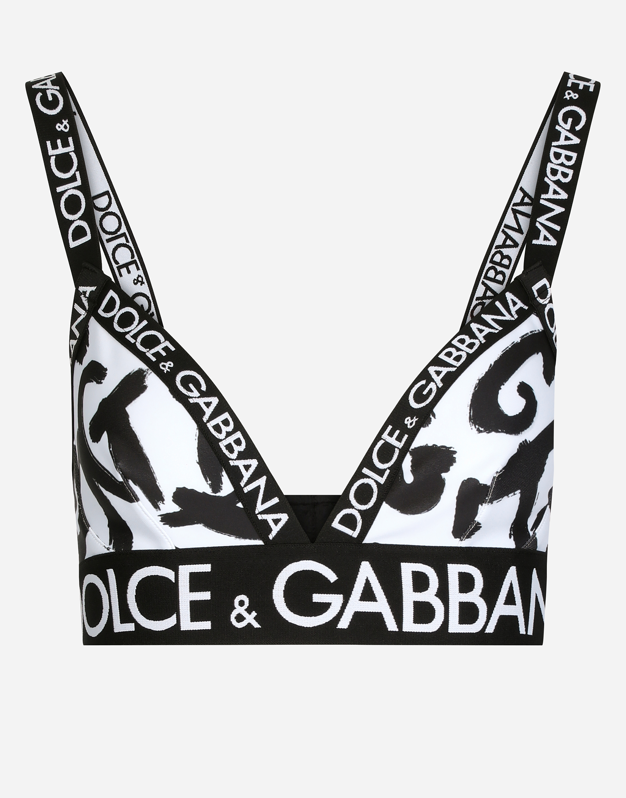 Dolce & Gabbana Triangle bra with graffiti logo print