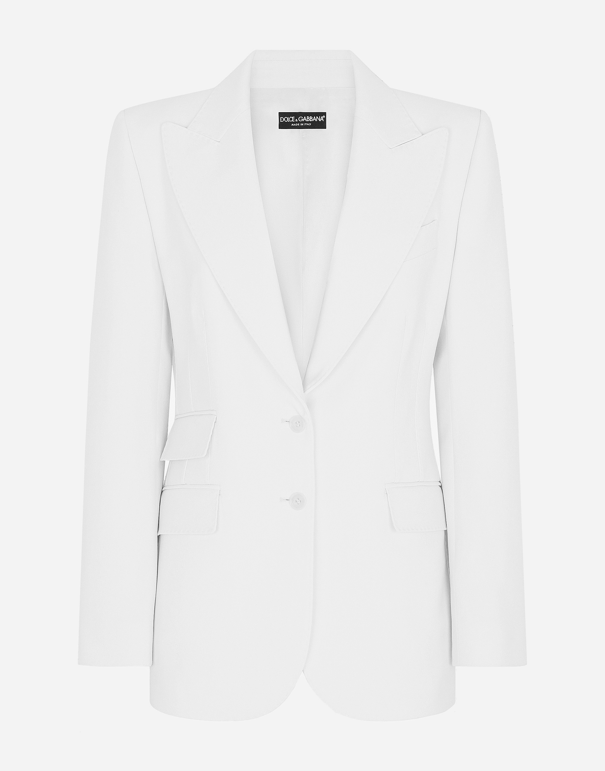 Single-breasted woolen Turlington blazer in White