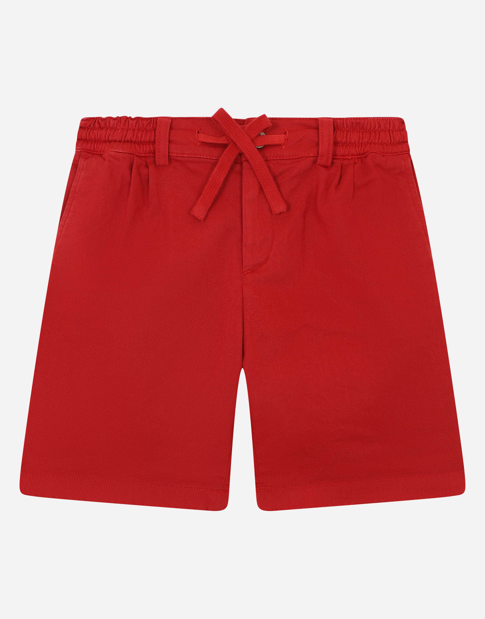 Garment-dyed drill shorts with drawstring in Red