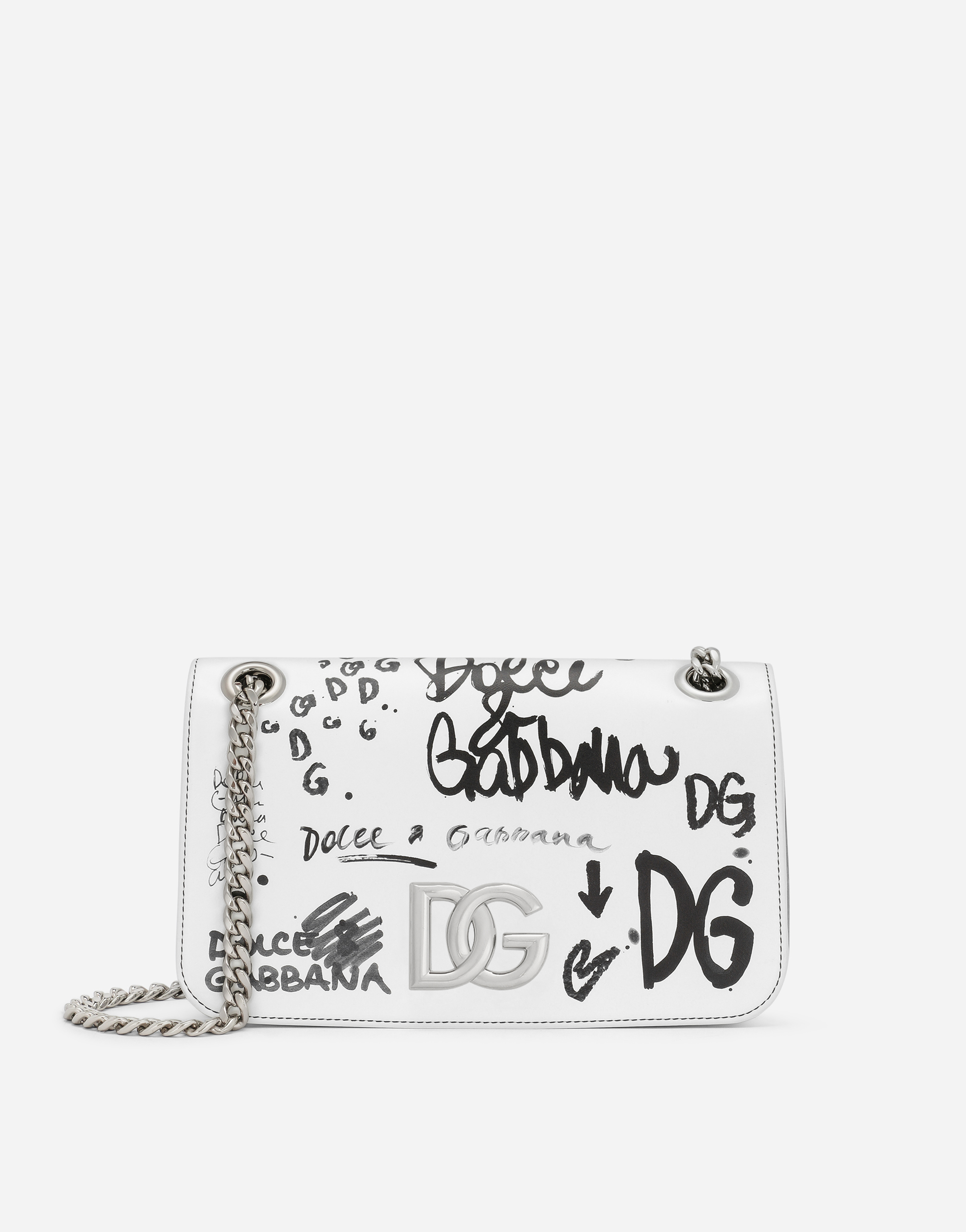 Logo-print calfskin 3.5 bag with chain in Multicolor