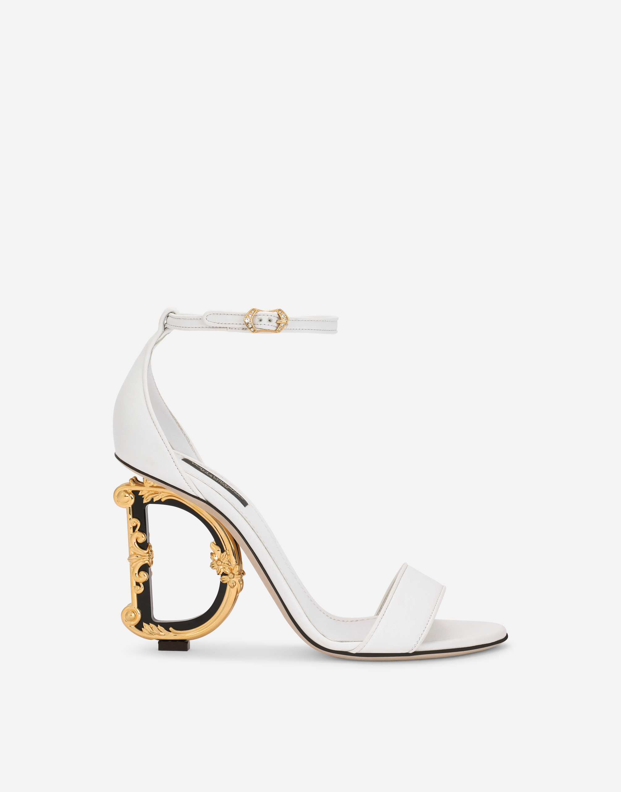 Nappa leather sandals with baroque DG detail in White