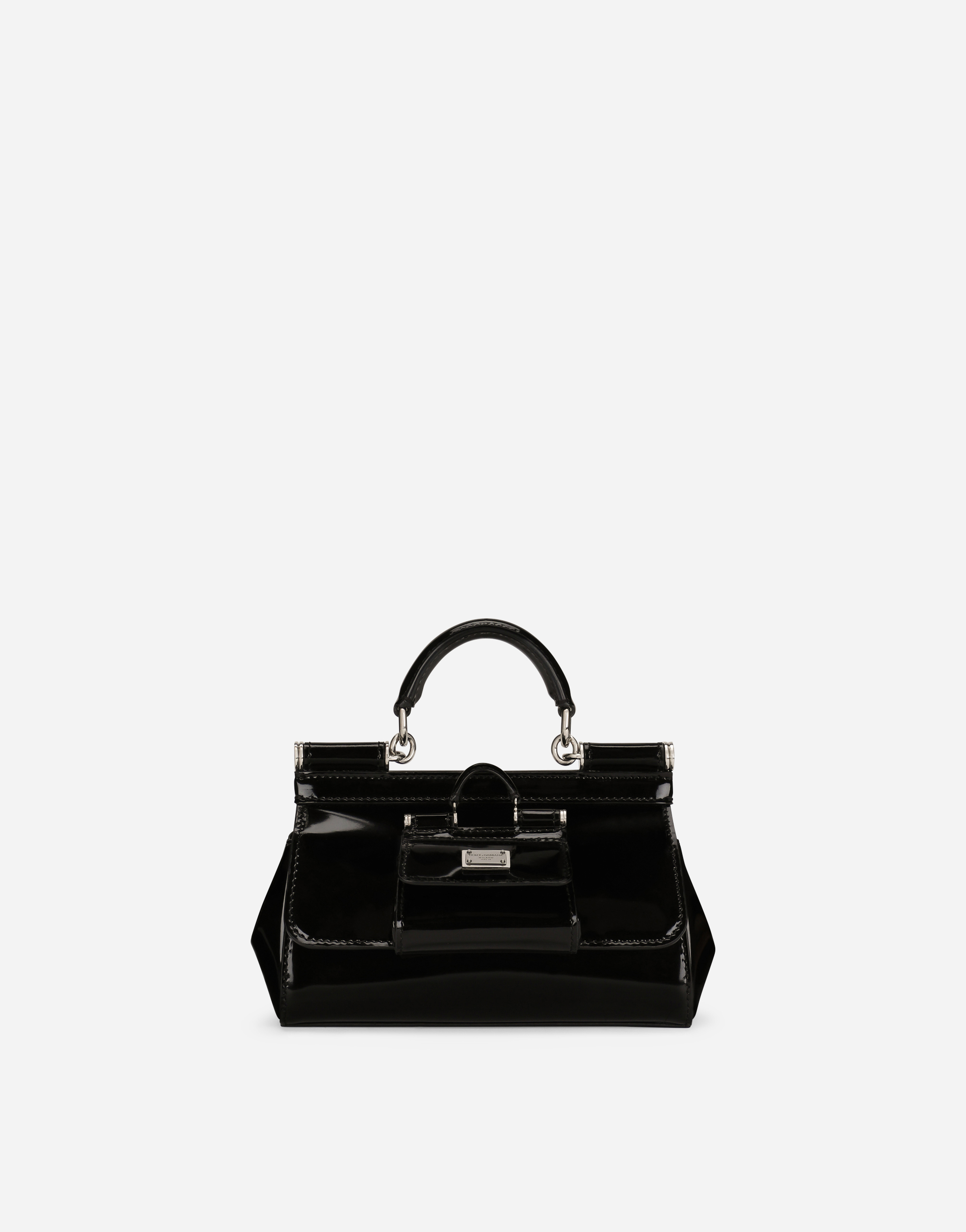 KIM DOLCE&GABBANA Small Sicily bag in polished calfskin with coin pocket in Black