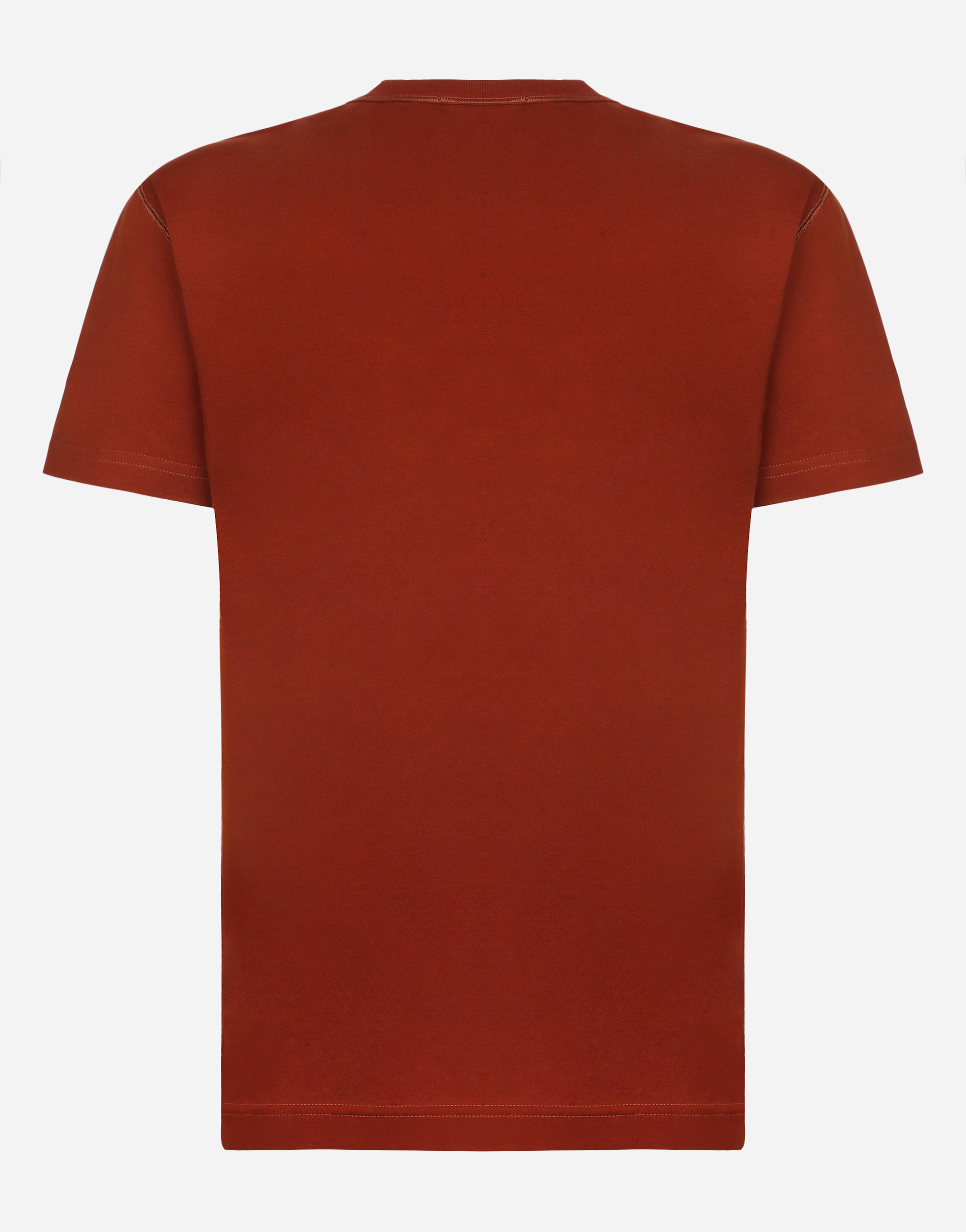 Cotton T-shirt with branded tag in Copper