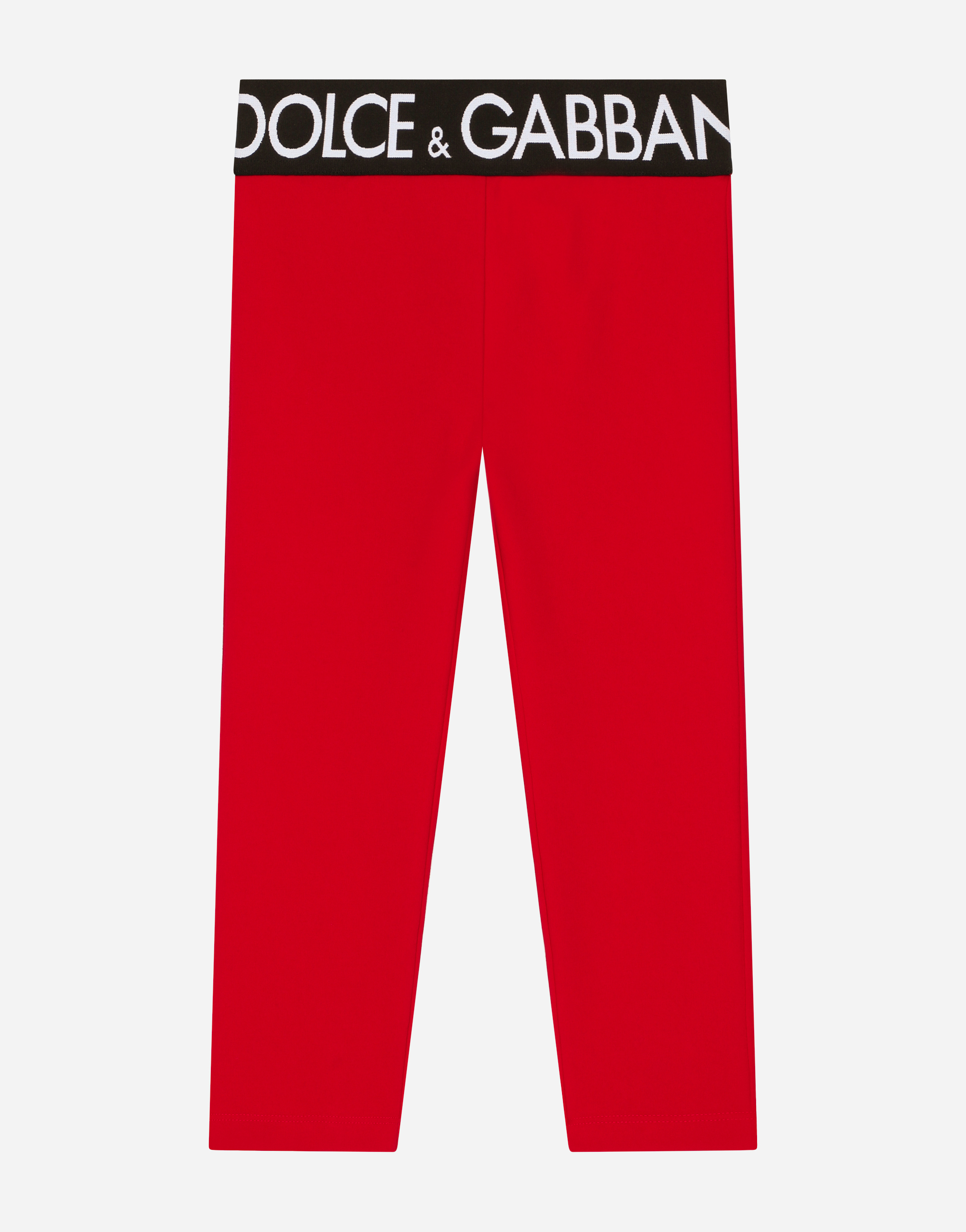Interlock leggings with branded elastic in Red