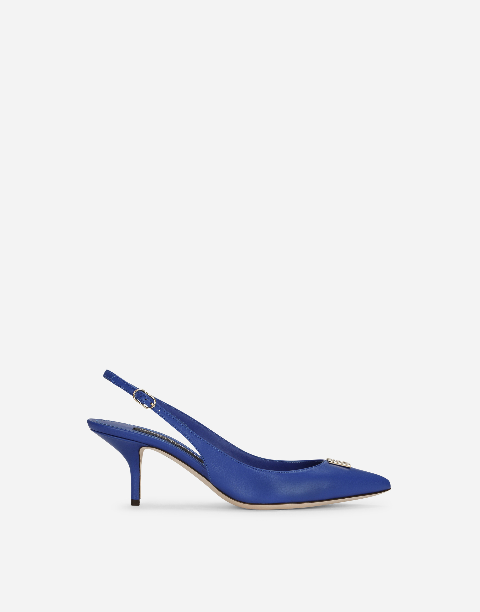 Nappa leather slingbacks with DG logo in Blue
