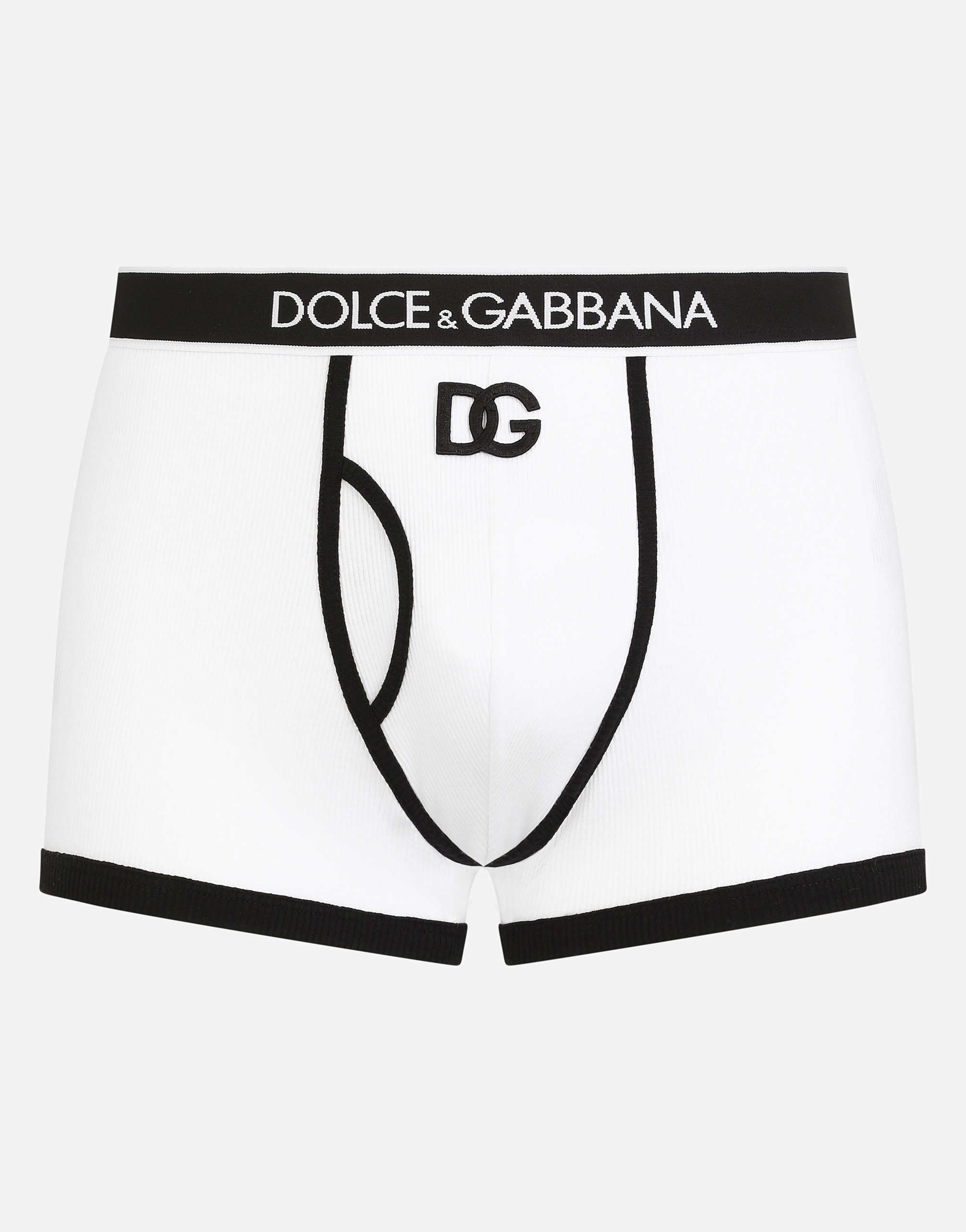 DOLCE & GABBANA FINE-RIB COTTON BOXERS WITH DG PATCH