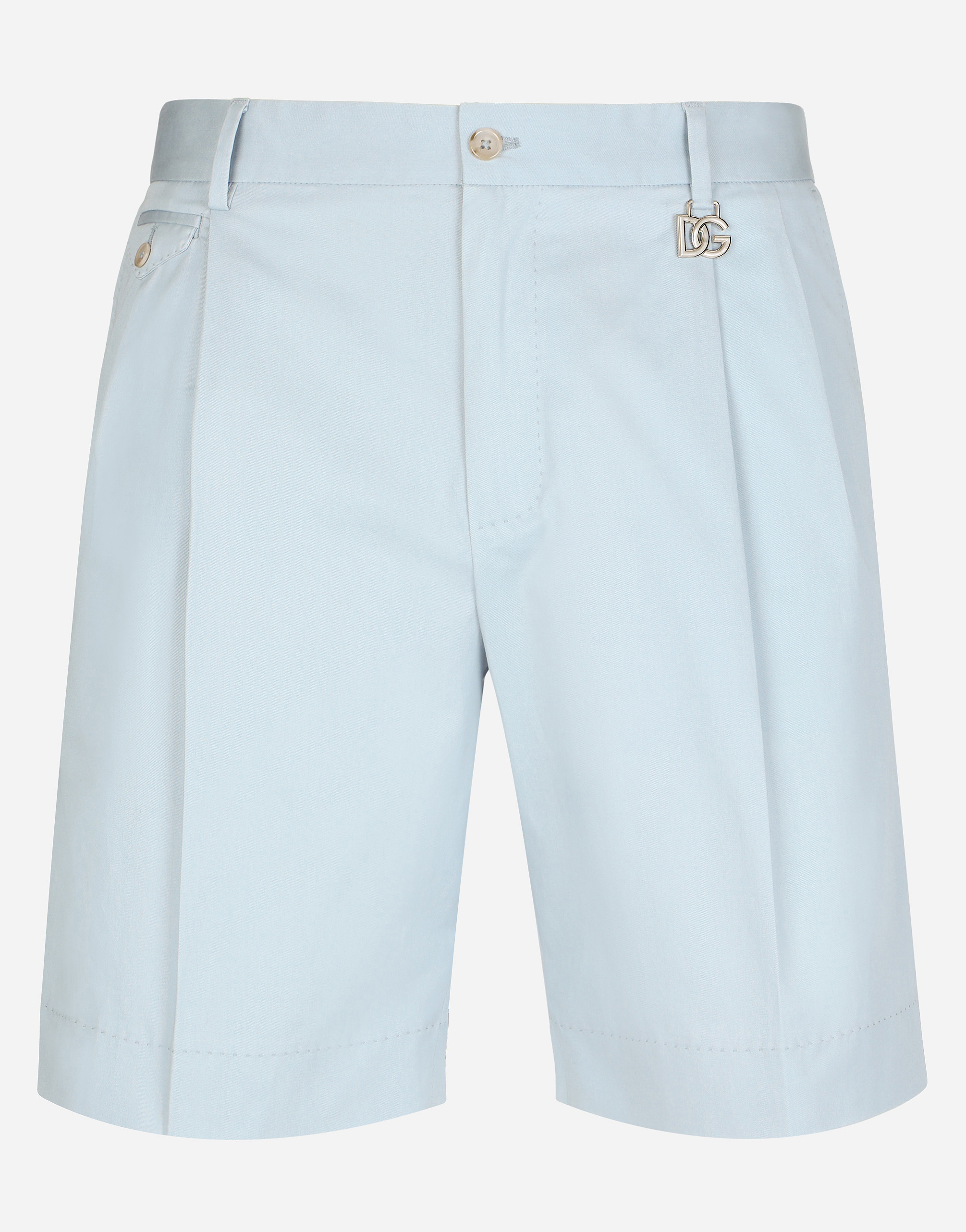 Stretch cotton shorts with DG patch in Azure