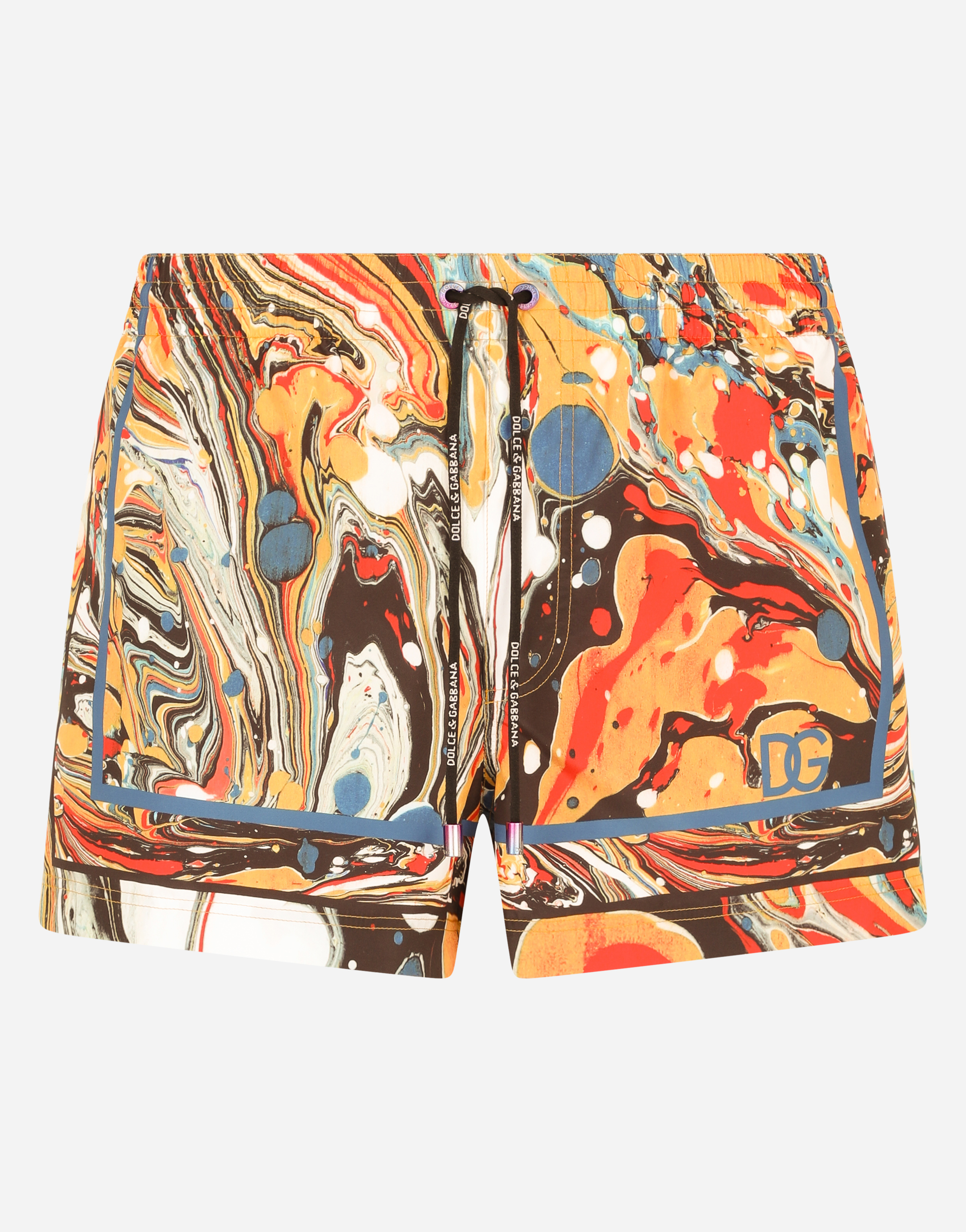 Short swim trunks with marbled print in Multicolor