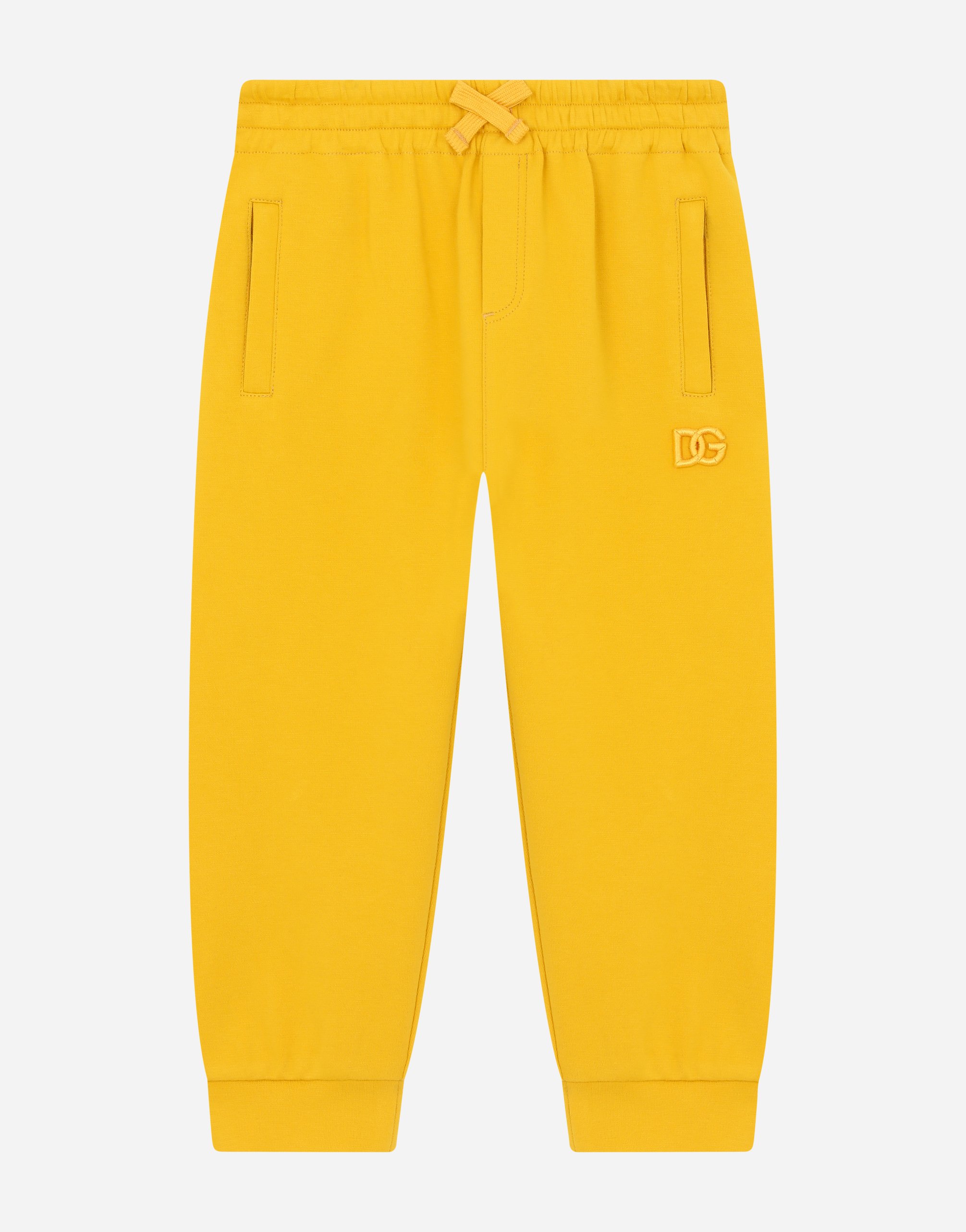Jersey jogging pants with DG logo embroidery in Yellow