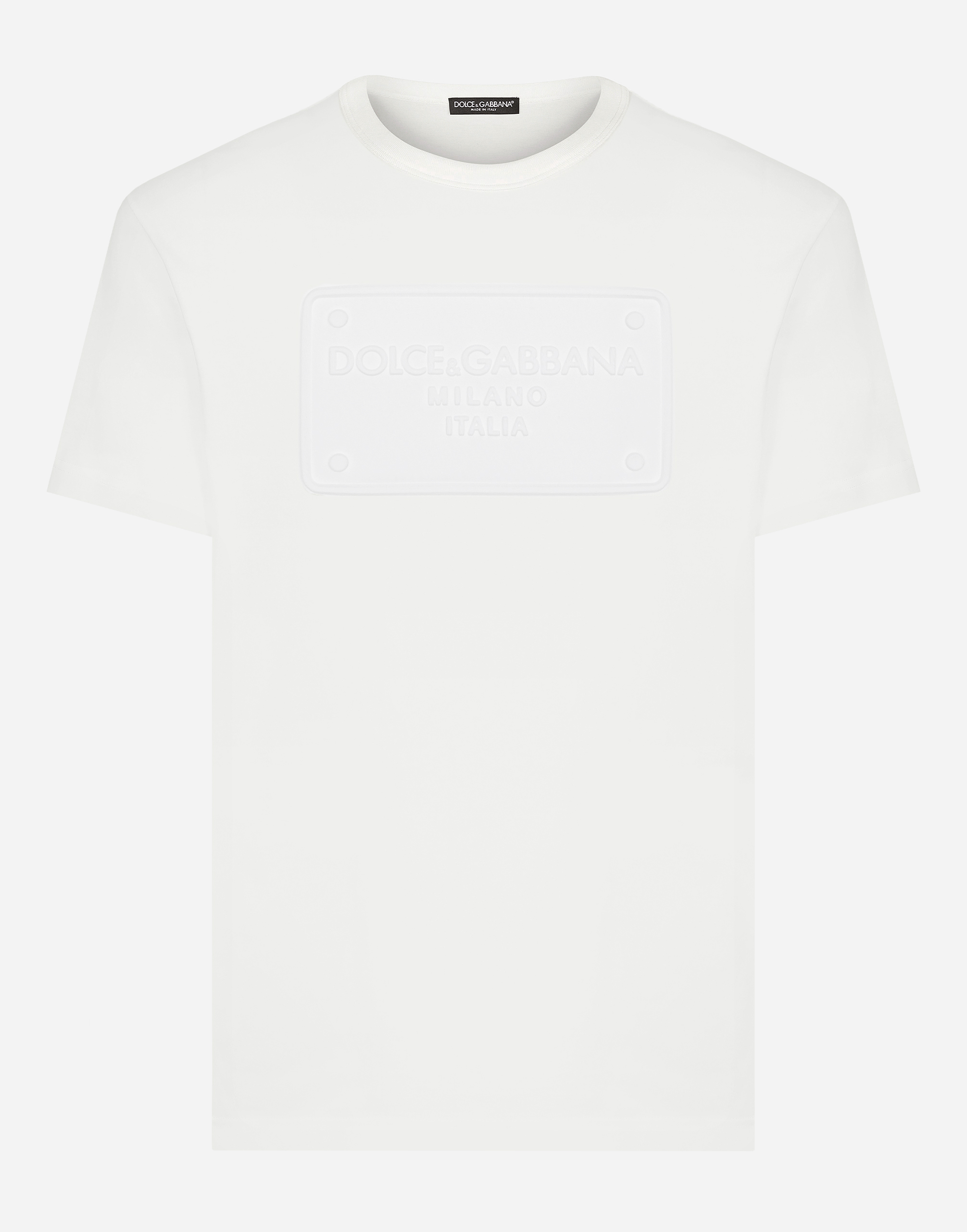 Cotton T-shirt with embossed logo in White