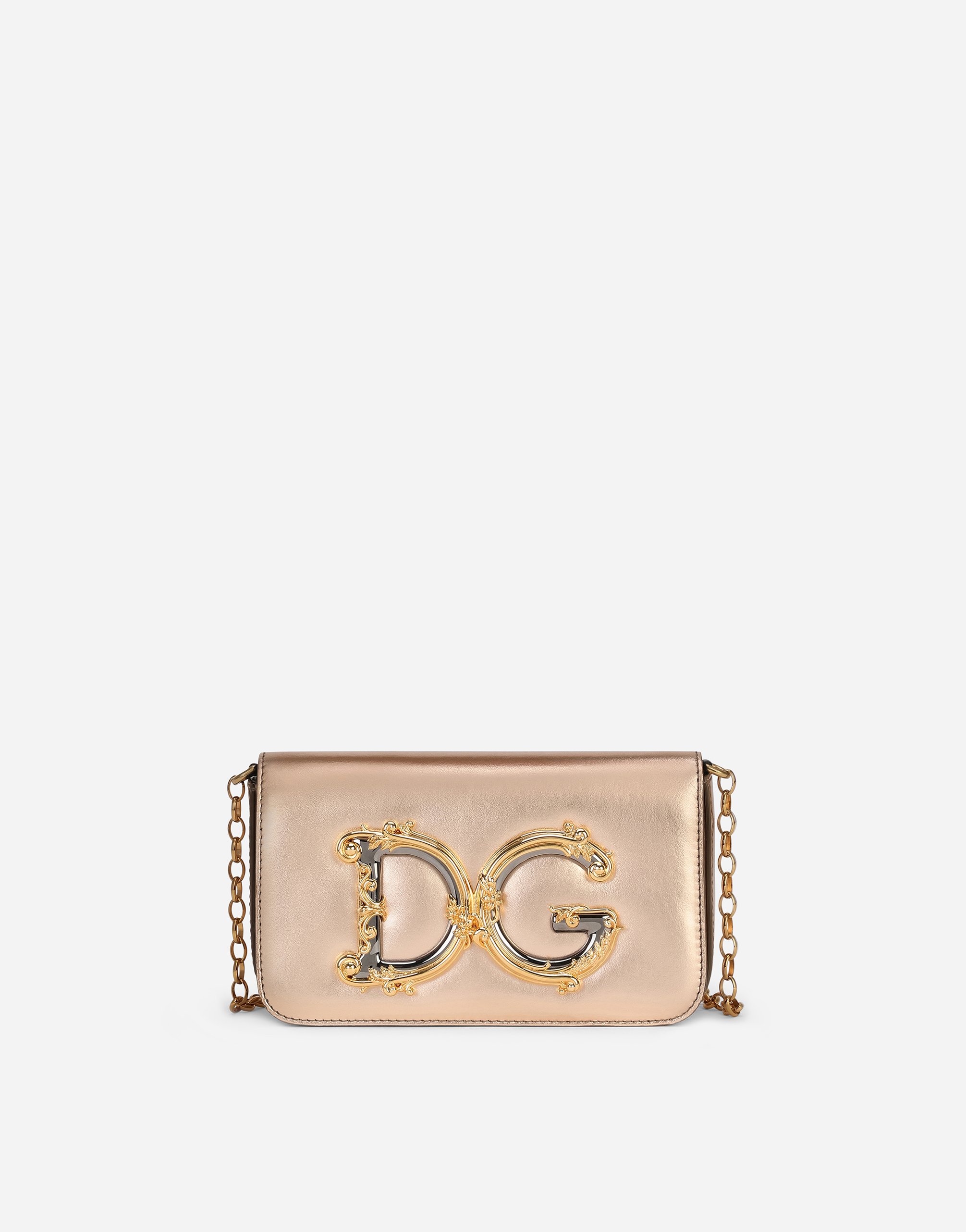 Nappa mordore leather DG Girls clutch in Gold