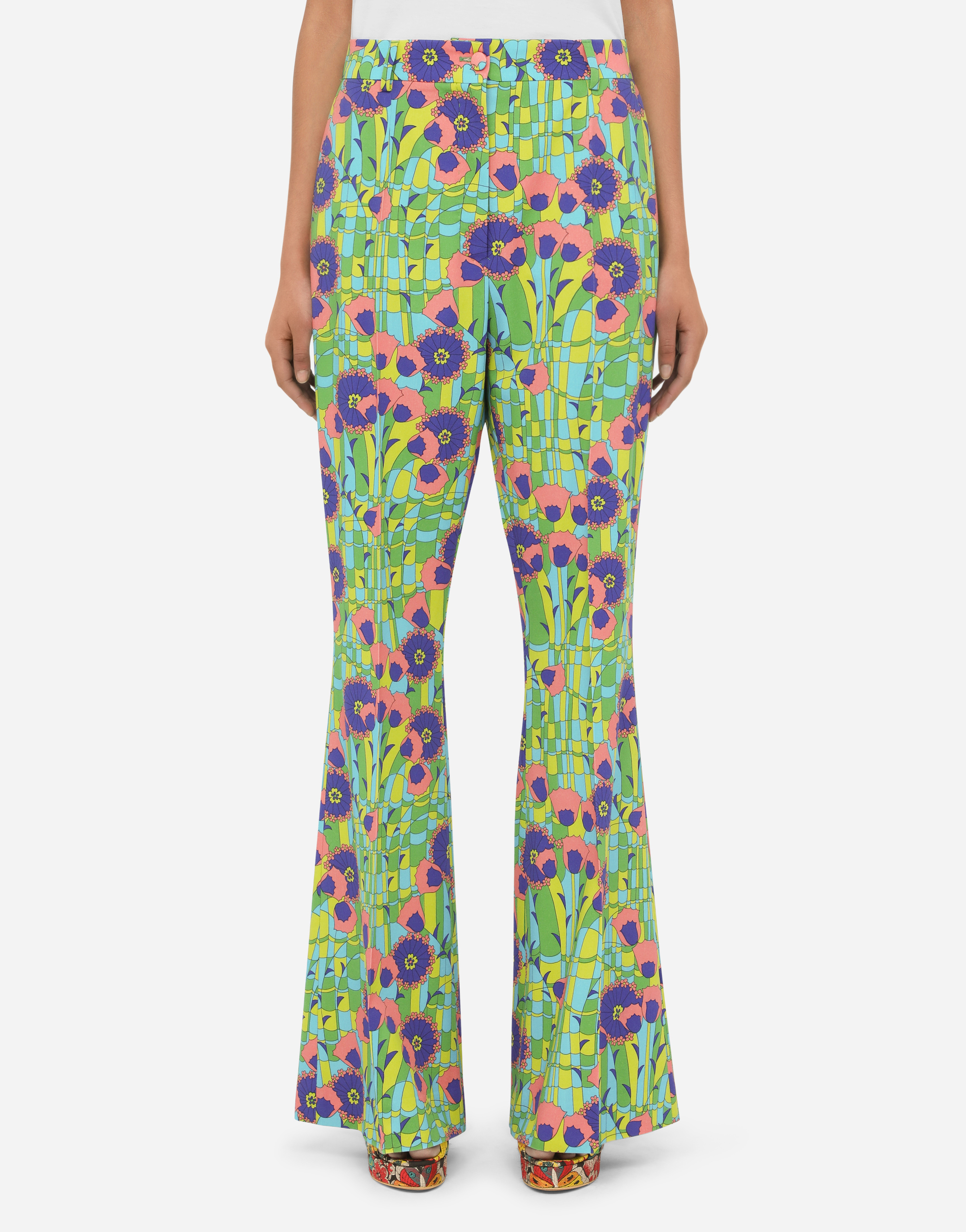 Flared wool pants in Multicolor