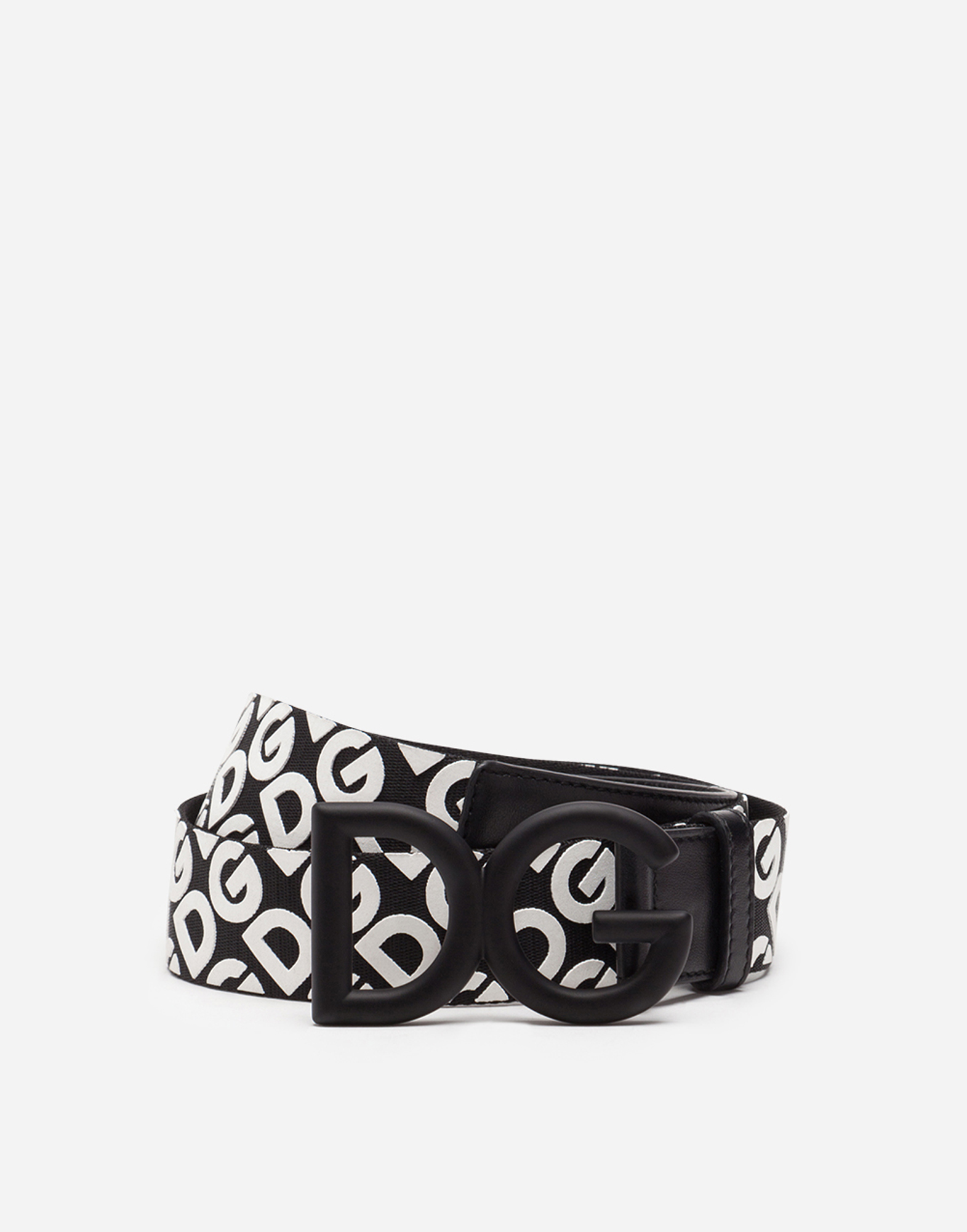 Tape belt with rubberized DG detail in White/Black
