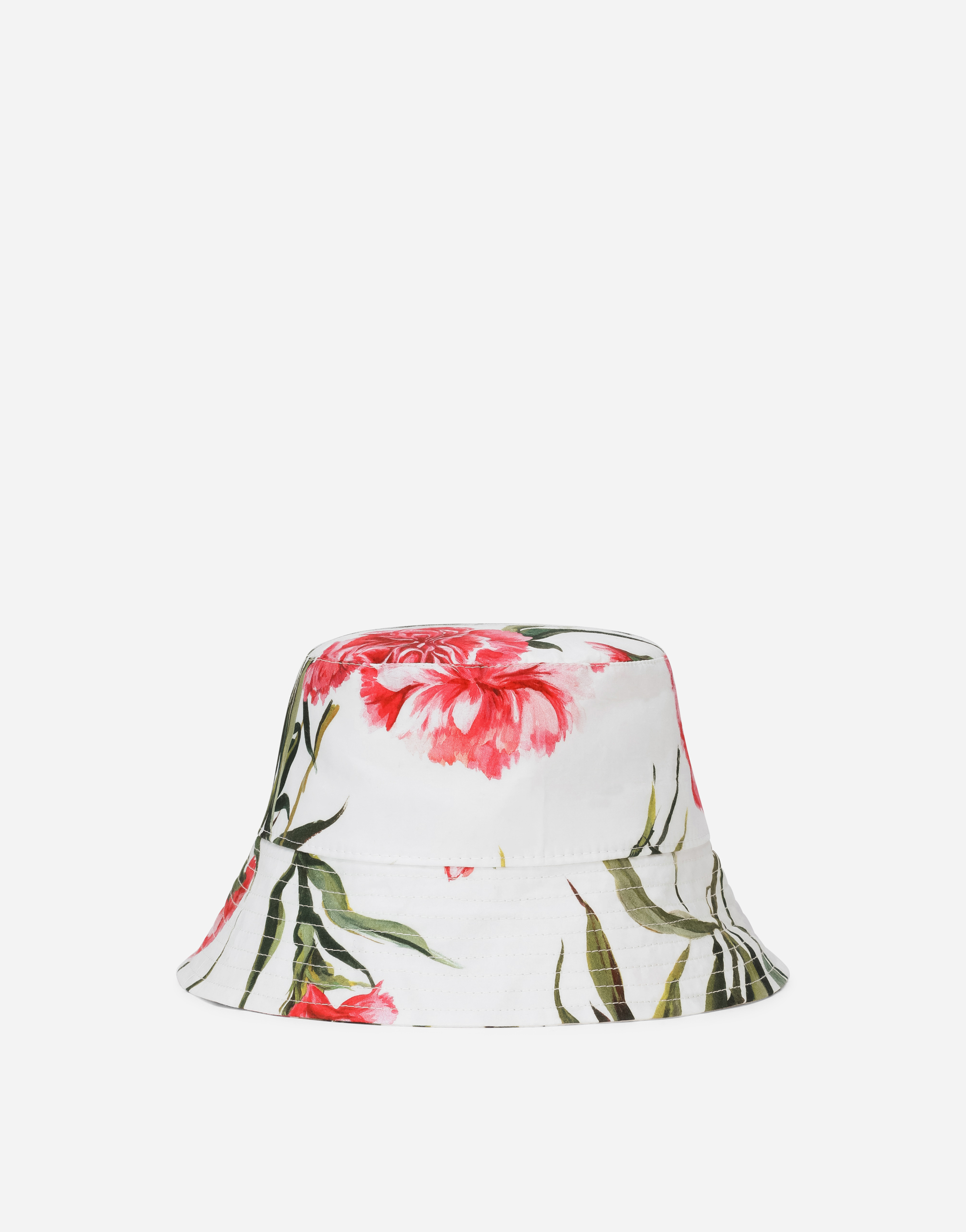 Carnation-print poplin hat in Multicolor
