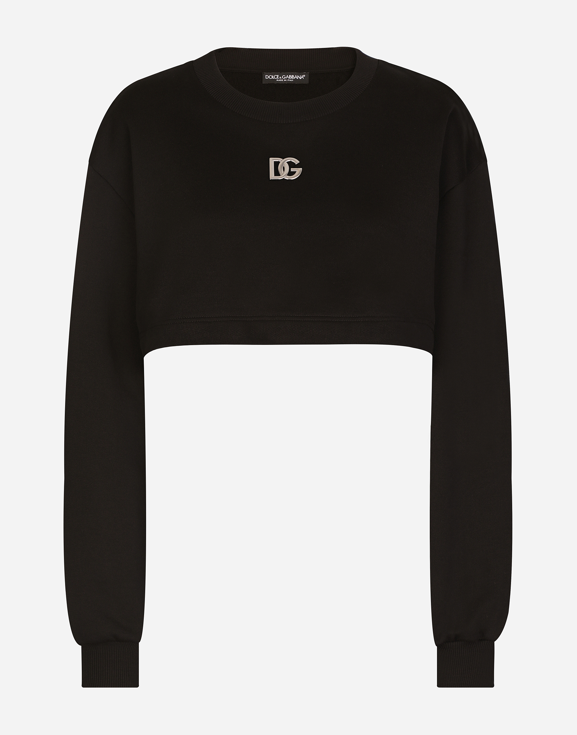 Cropped jersey sweatshirt with DG logo in Black