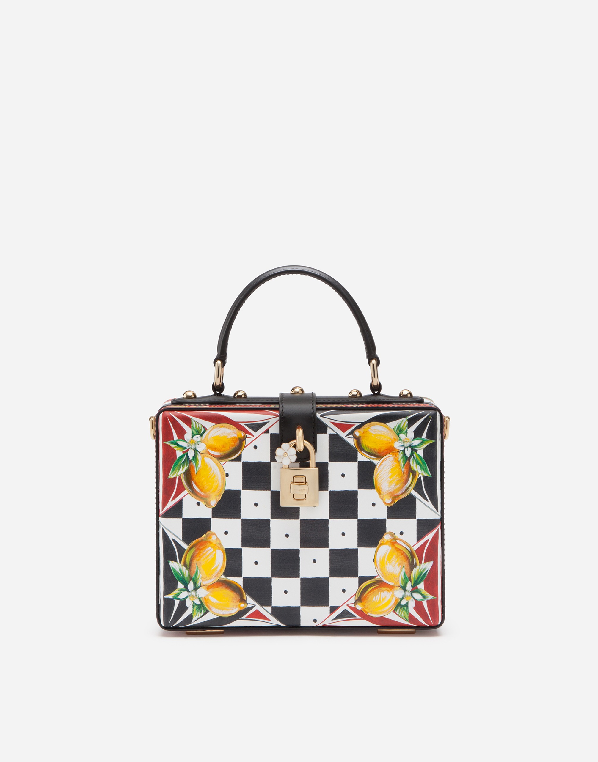 Dauphine calfskin Dolce Box bag with Carretto and lemon print in Multicolor