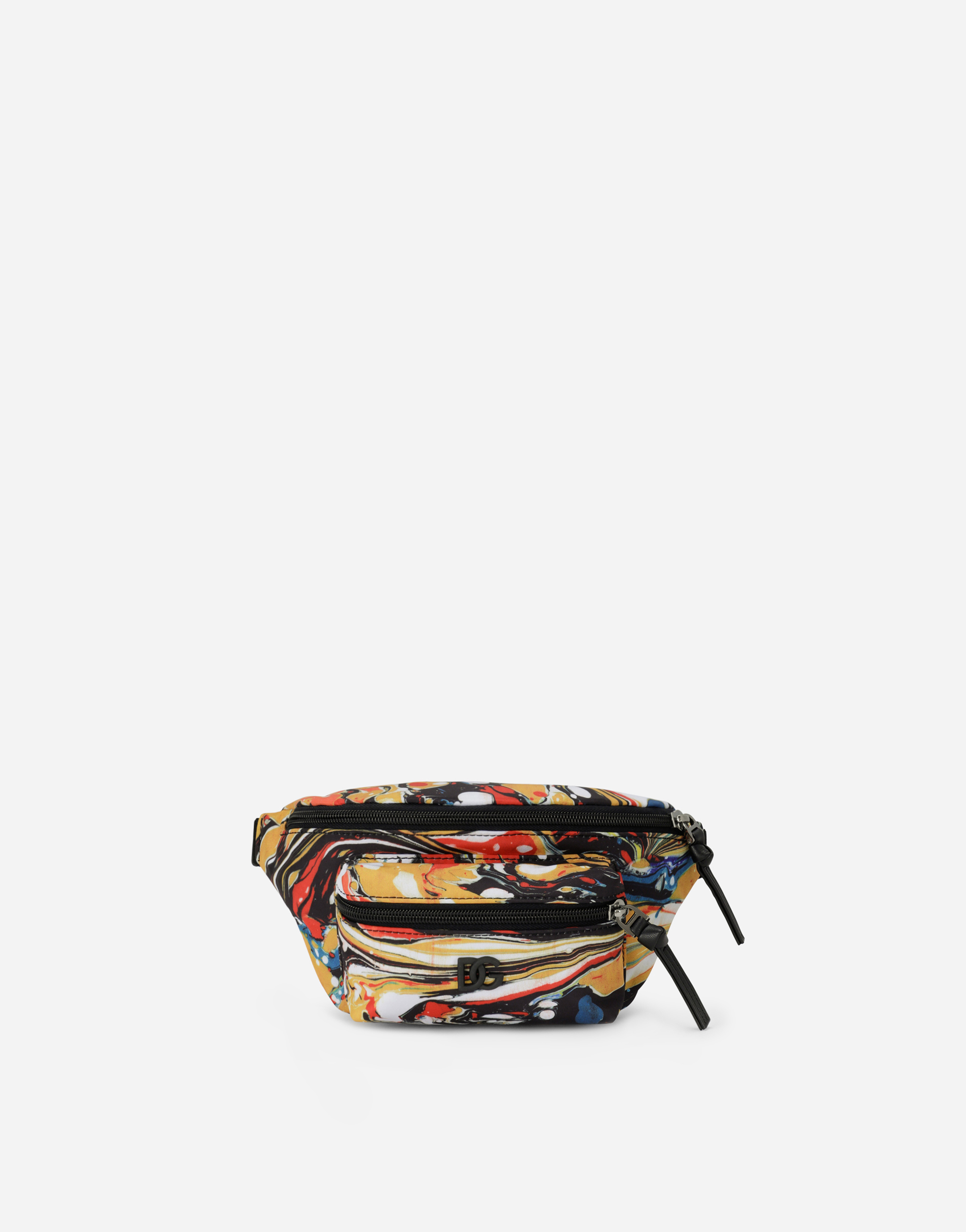 Marbled-print nylon belt bag in Multicolor