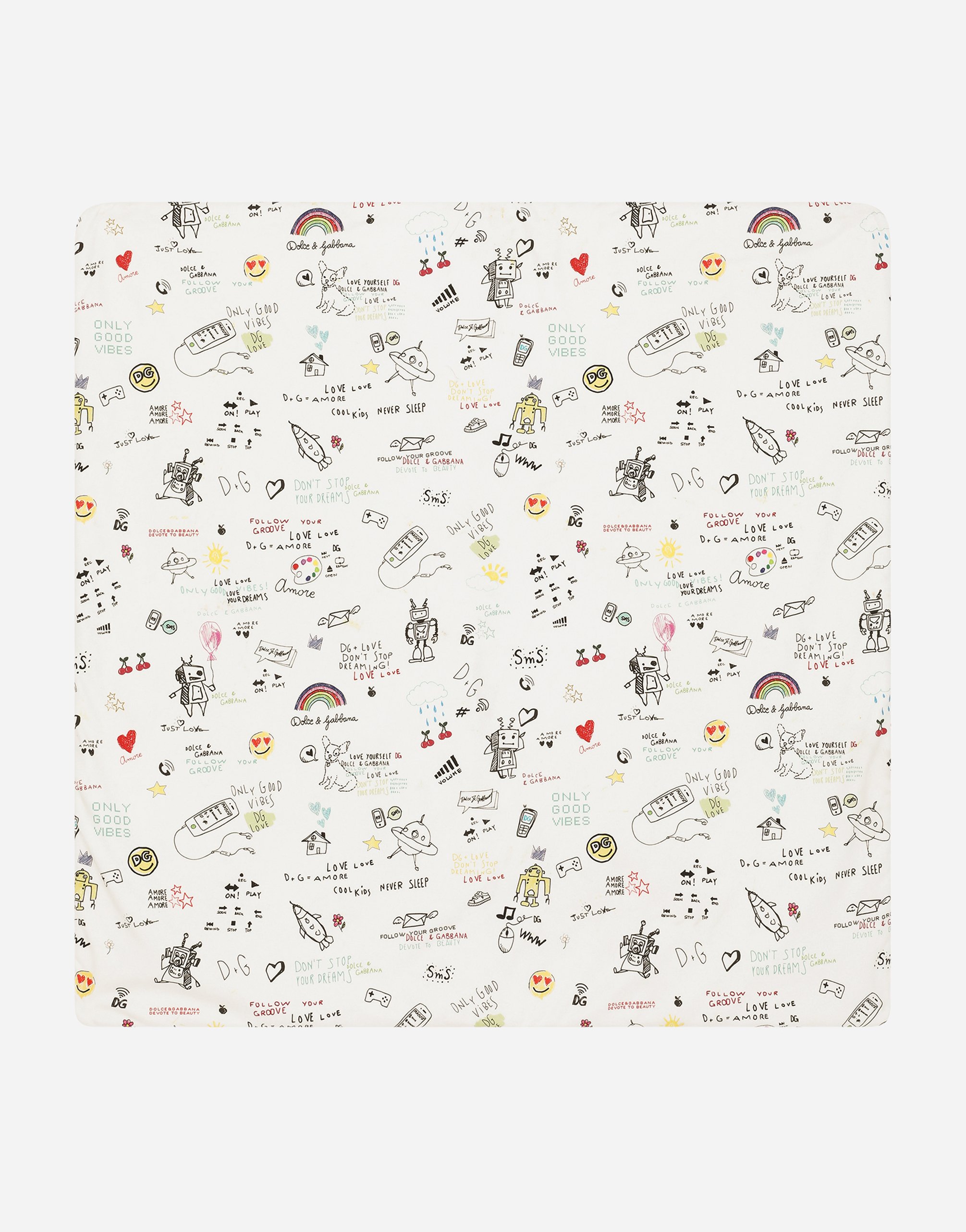 Dolce & Gabbana Babies' Jersey Blanket With Dg Sweet Future Print In Multicolor