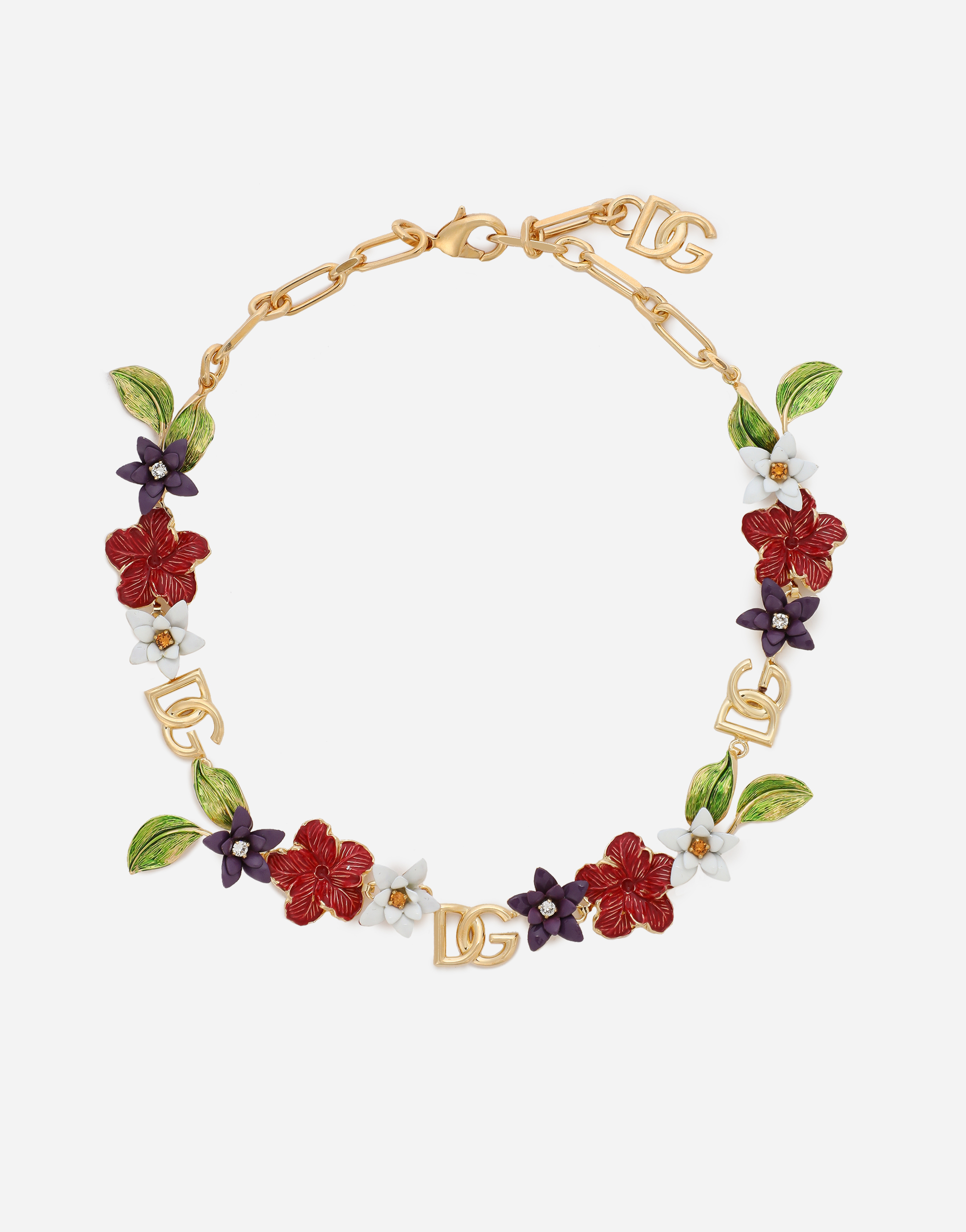 Choker with flowers and DG logos in Gold