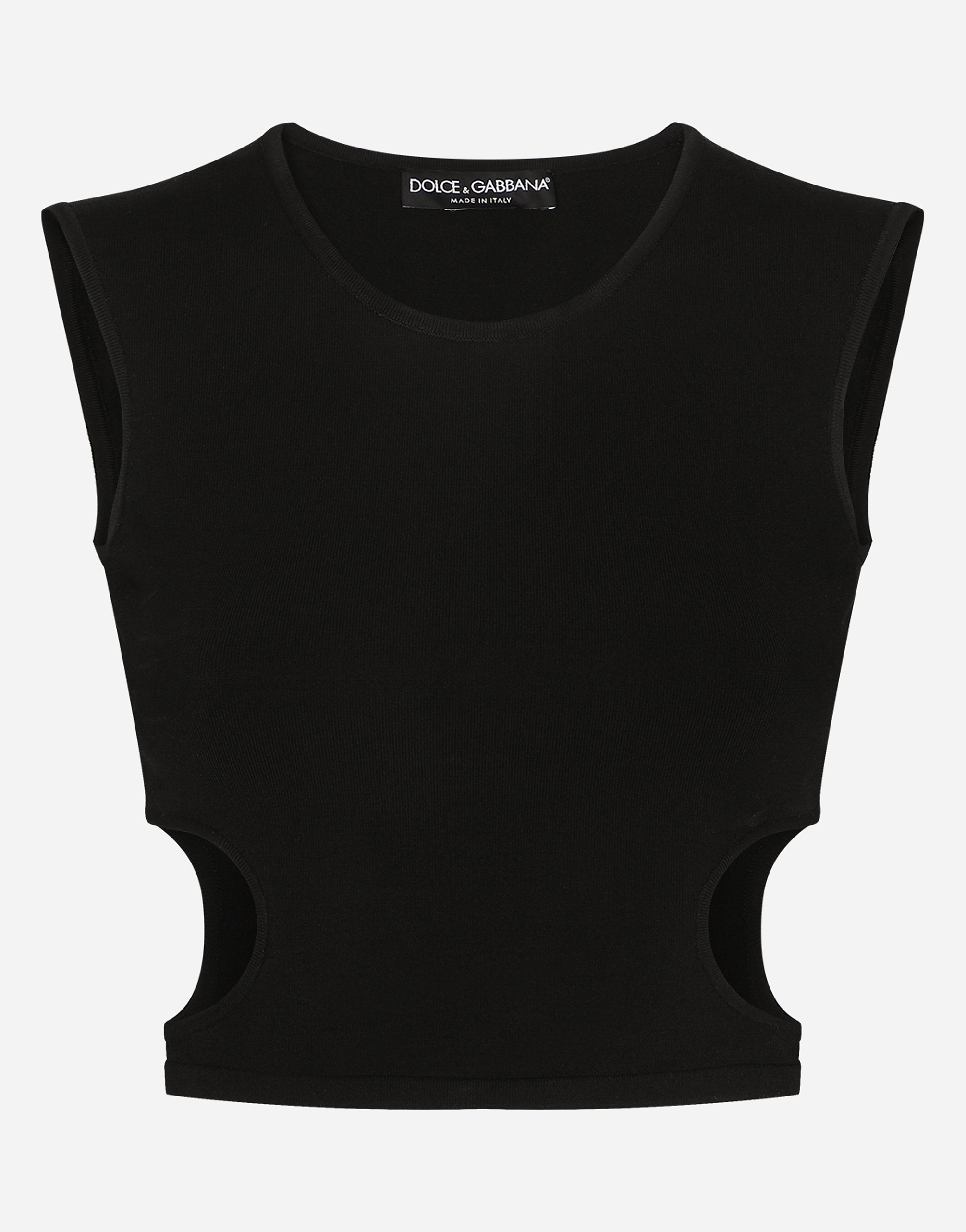 Viscose top with cut-out sides in Black