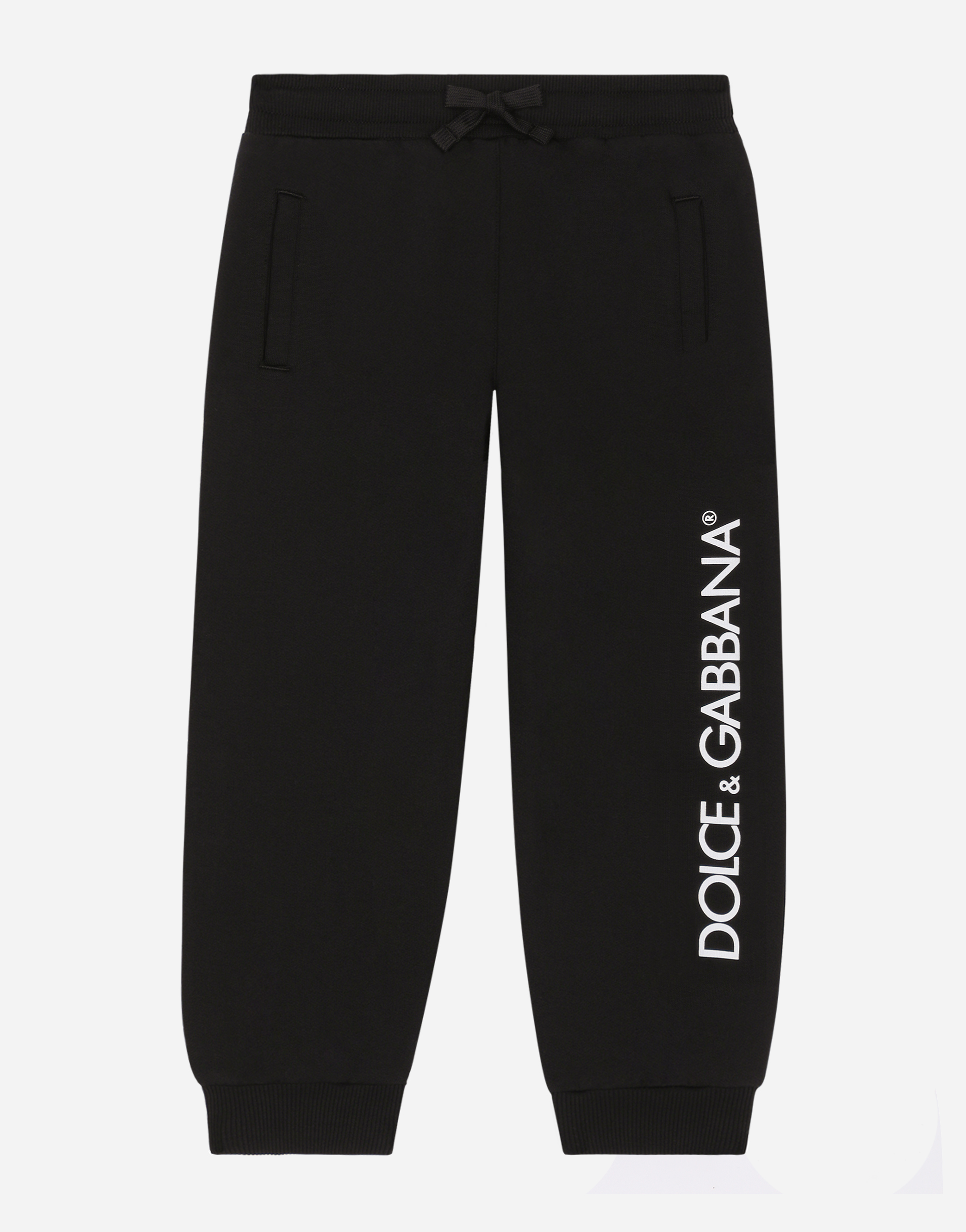 Jersey jogging pants with logo print in Black
