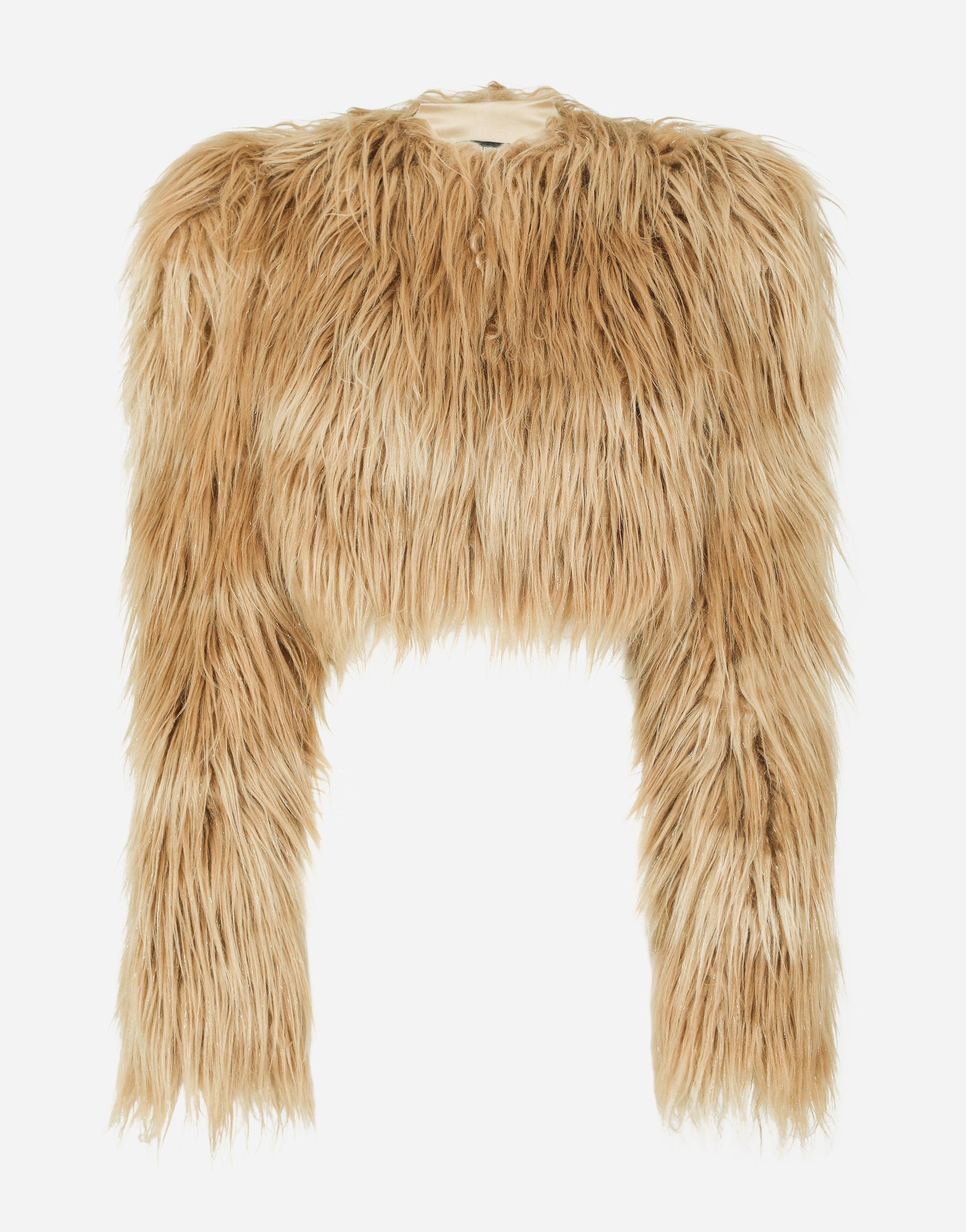 Faux fur jacket in Beige for Women | Dolce&Gabbana®