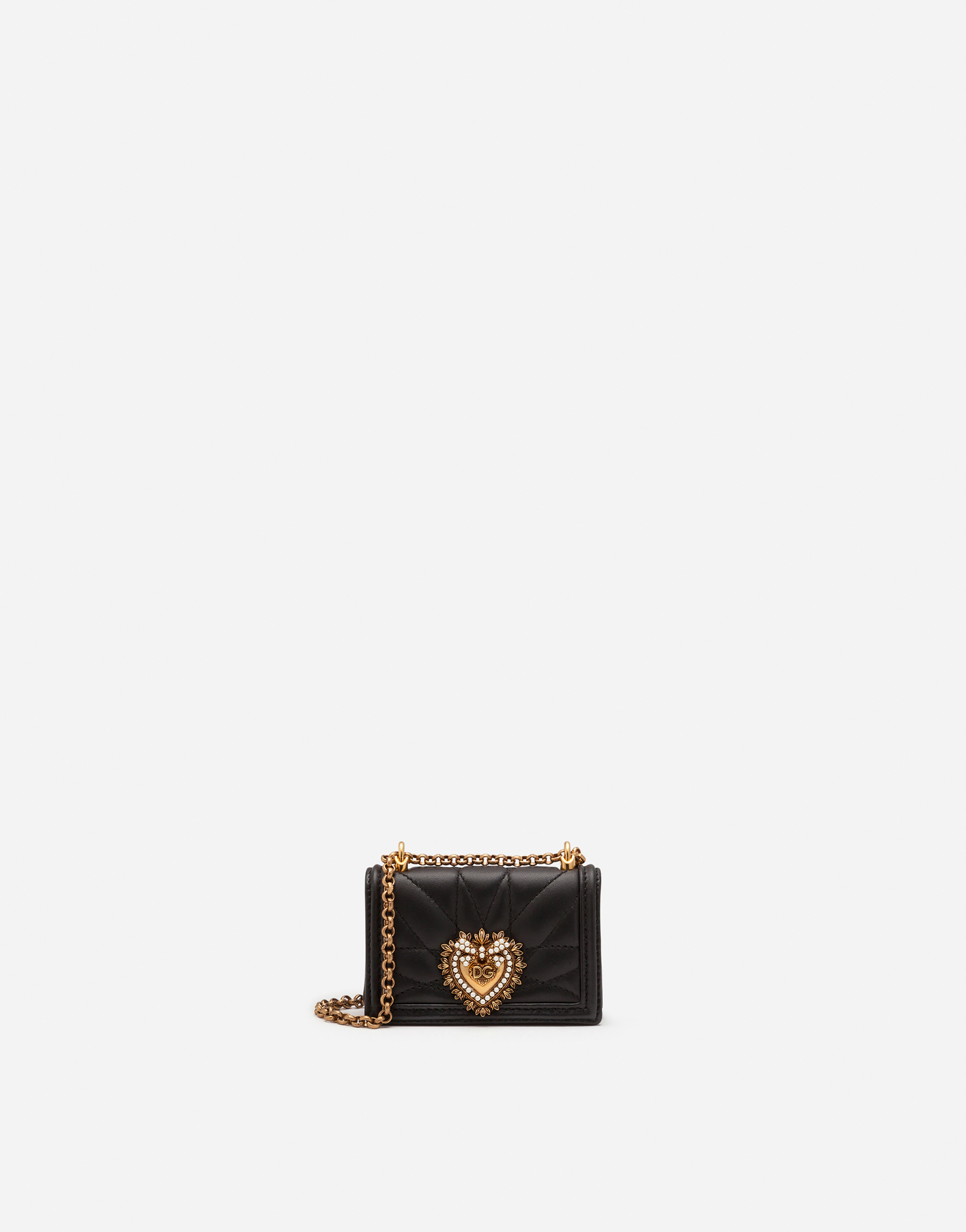 Dolce & Gabbana Devotion Micro Bag In Quilted Nappa Leather In Black