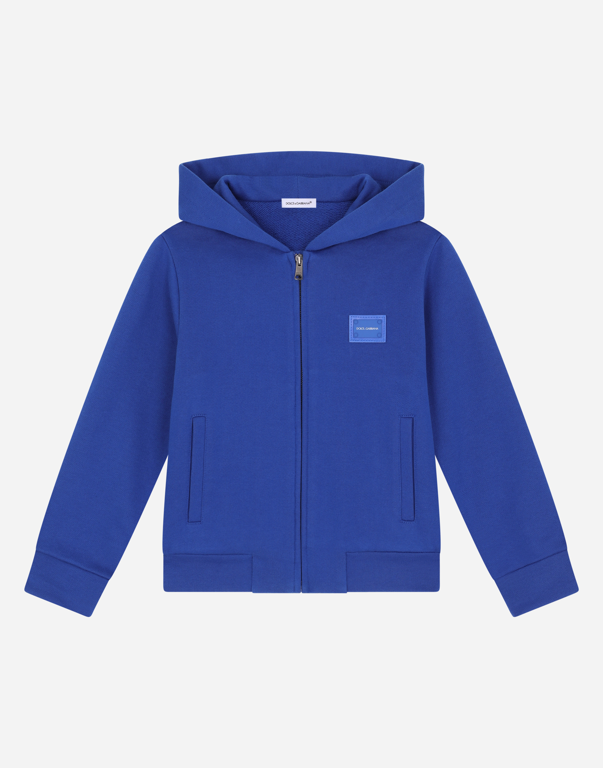 Hoodie with branded tag in Blue