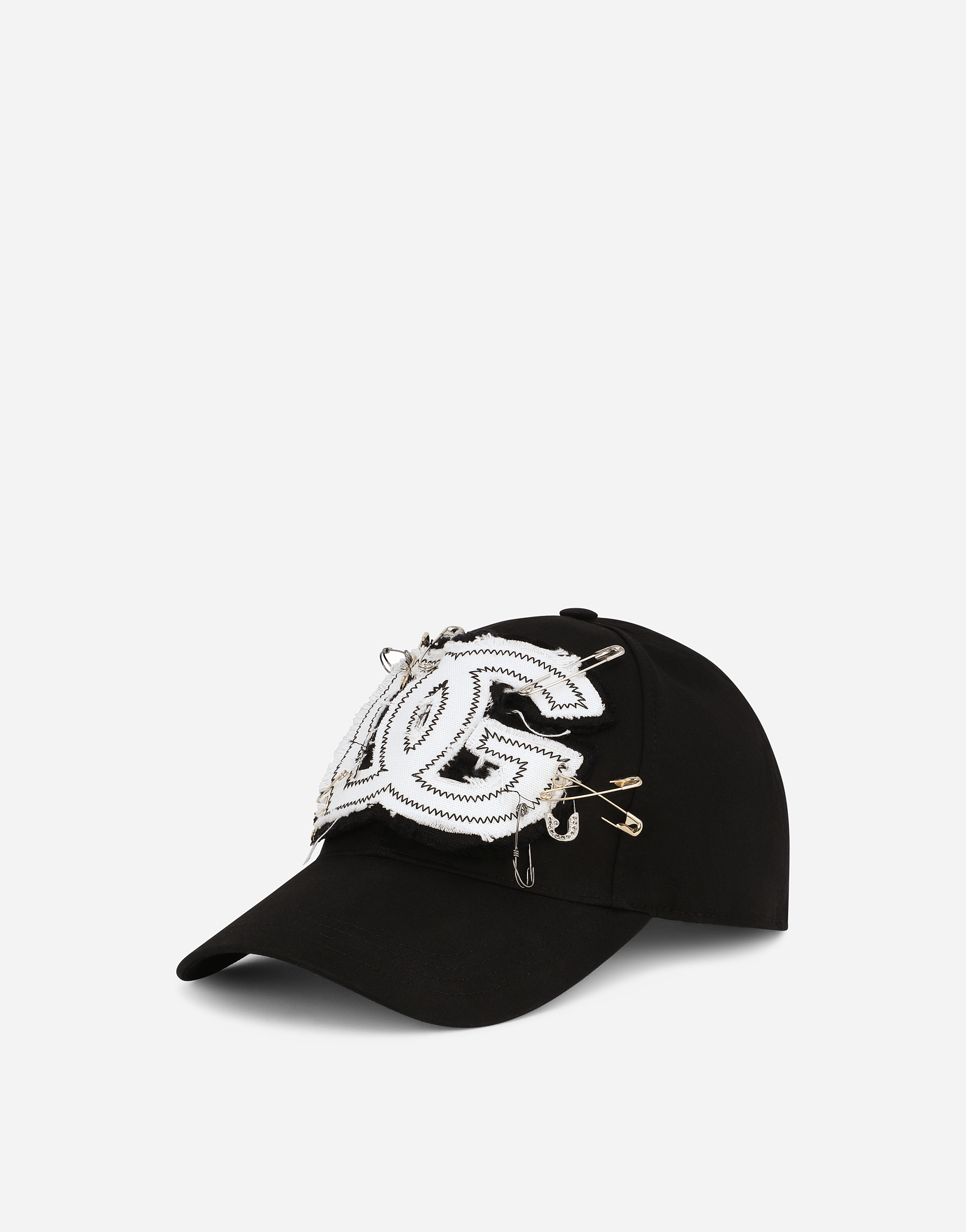 Stretch cotton baseball cap with DG patch in Black
