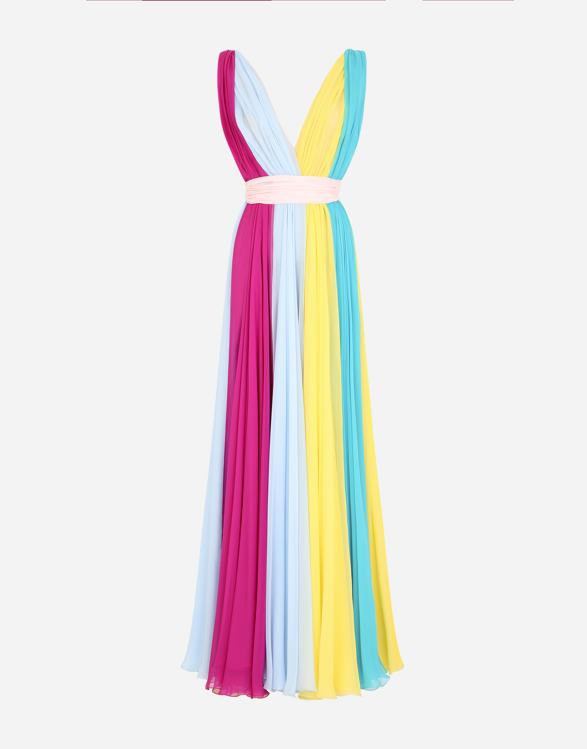 Long multi-colored chiffon dress in Multicolor